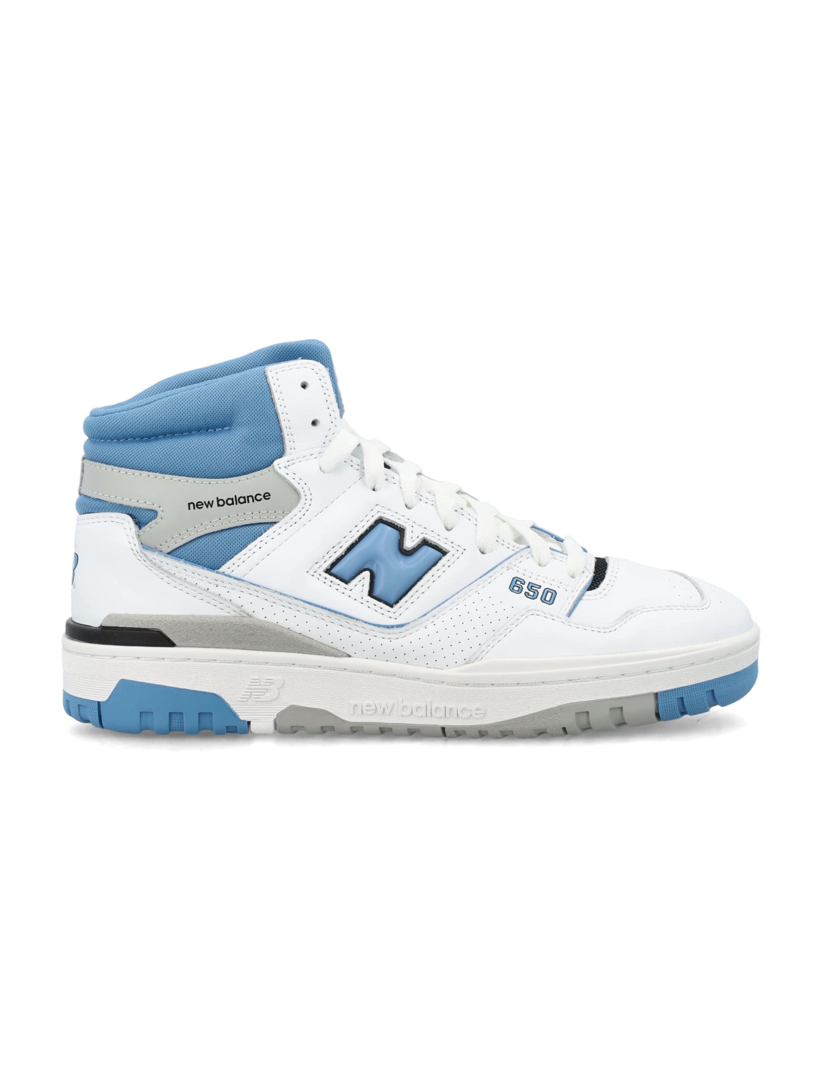 Shop New Balance 650 Sneakers In White/light Blue