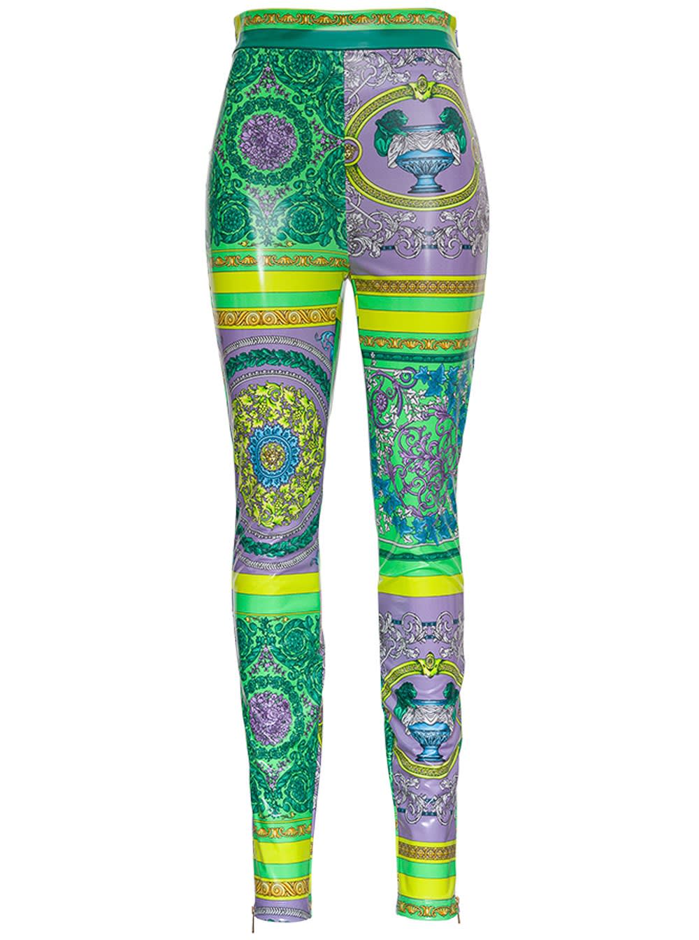 Versace Leggings With Barocco Patchwork Print