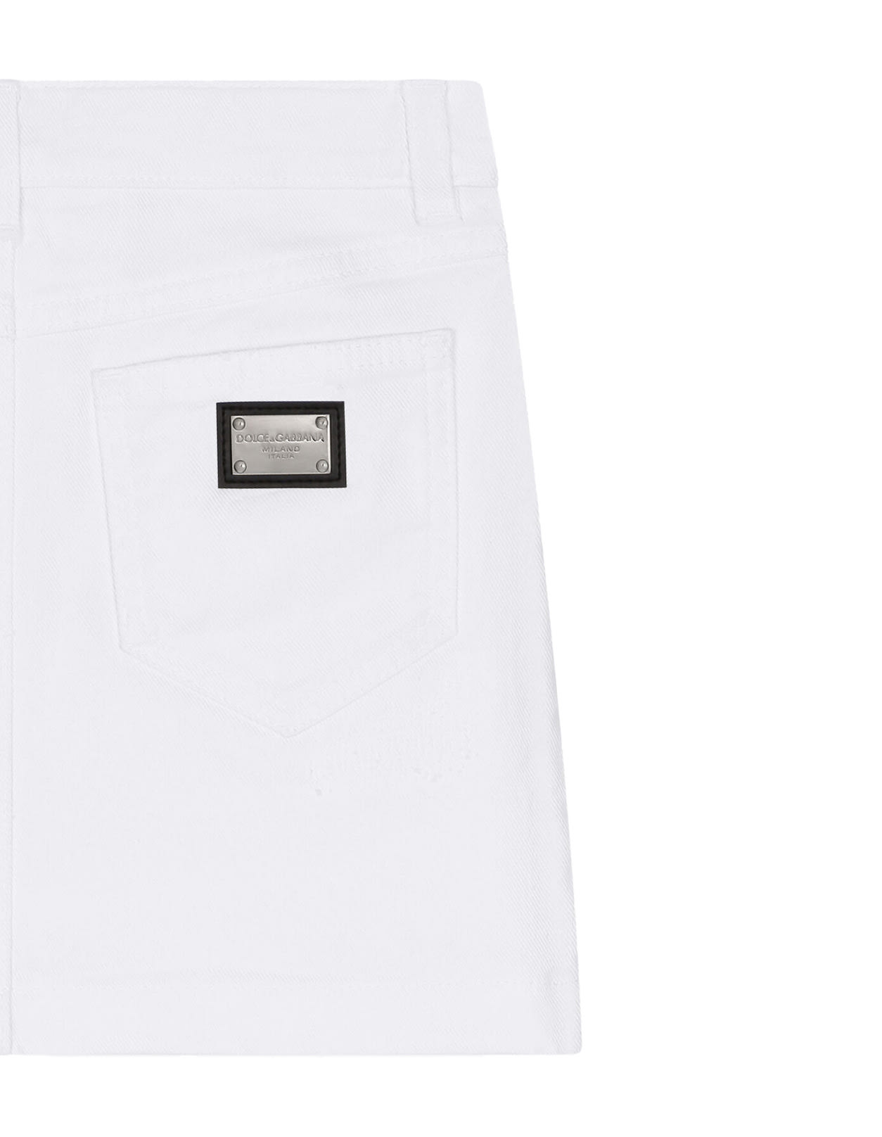 Shop Dolce & Gabbana 5 Pocket White Denim Skirt With Tears