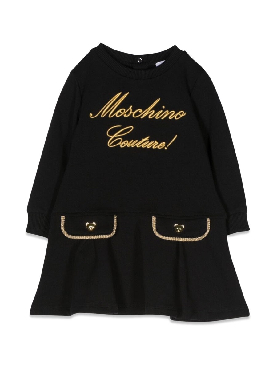 Shop Moschino M/l Logo Dress In Black