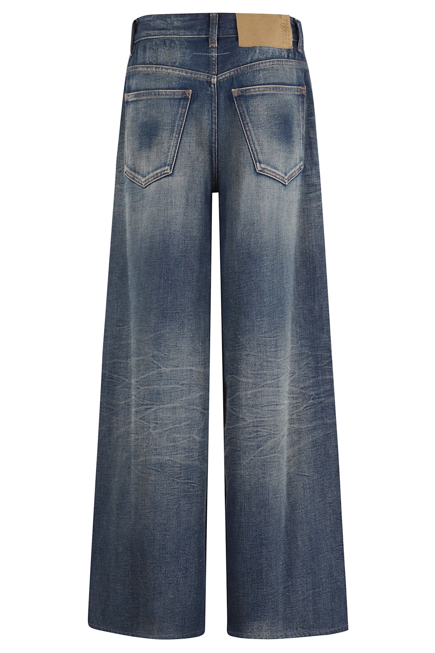 Mm6 Maison Margiela Wide Leg Denim Cotton Jeans In Blue