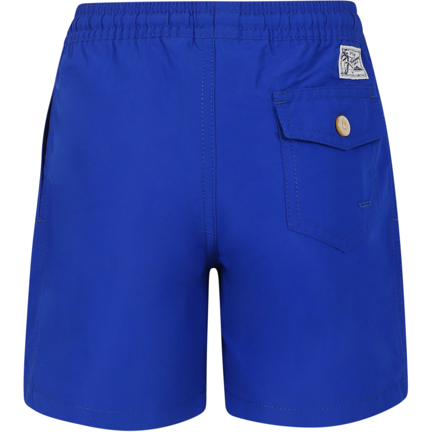 Shop Ralph Lauren Blue Swimsuit For Boy With Polo Bear