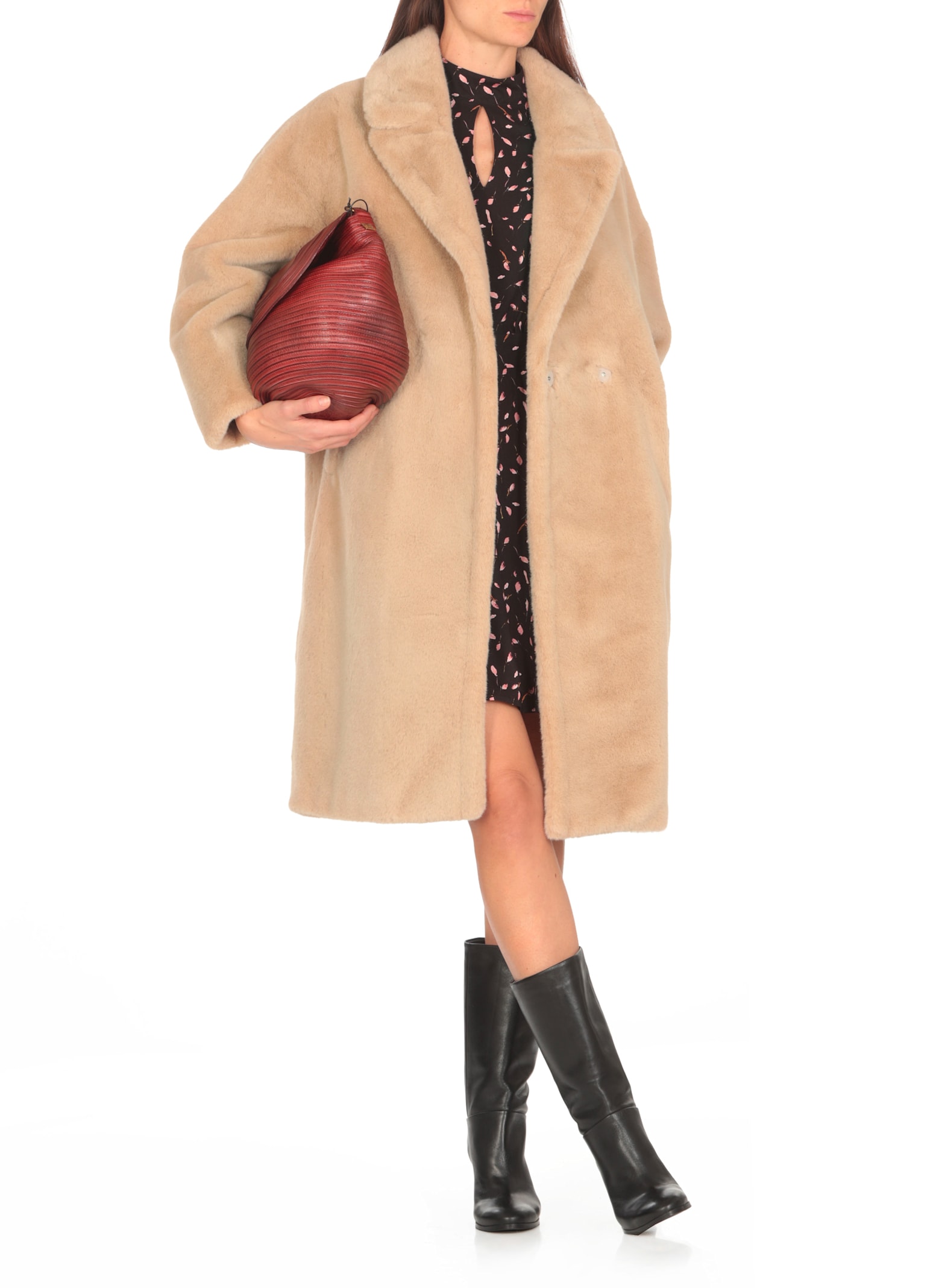 Shop Betta Corradi Synthetic Fur Coat In Beige