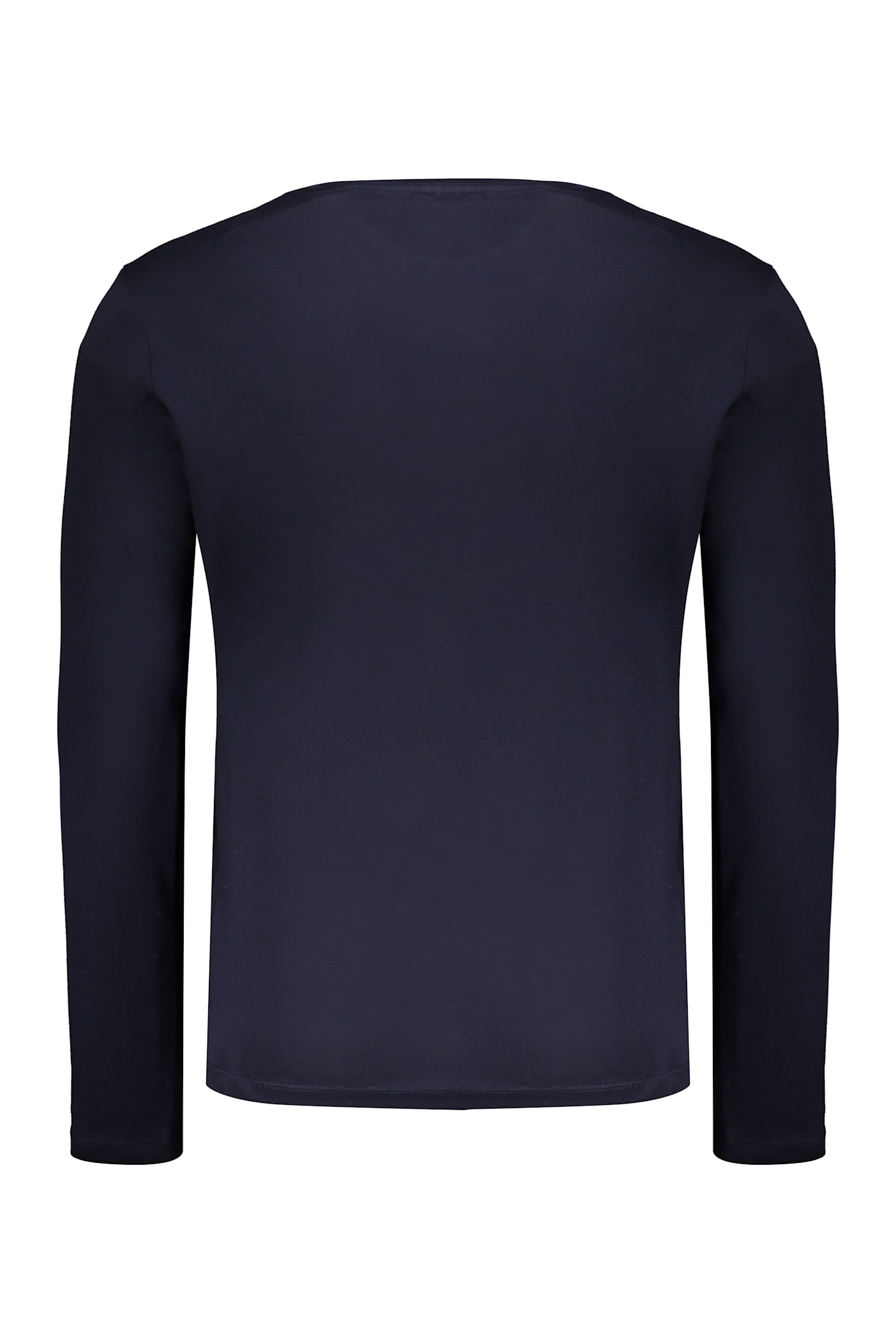 Moorer T-shirt Navy With Long Sleeves In Blue