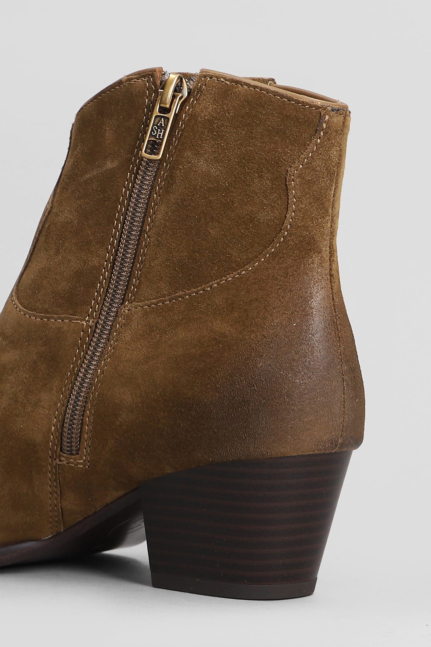 Shop Ash Fame Texan Ankle Boots In Leather Color Suede