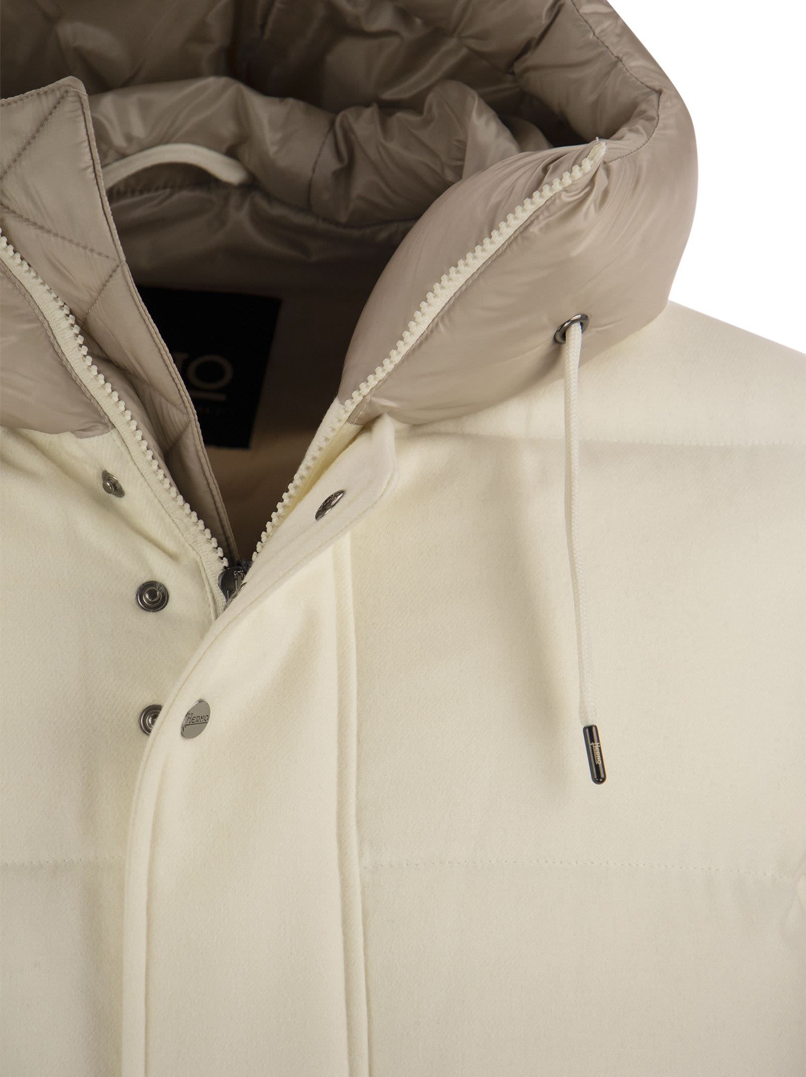 Shop Herno Cashmere And Silk Hooded Parka Jacket In Avorio
