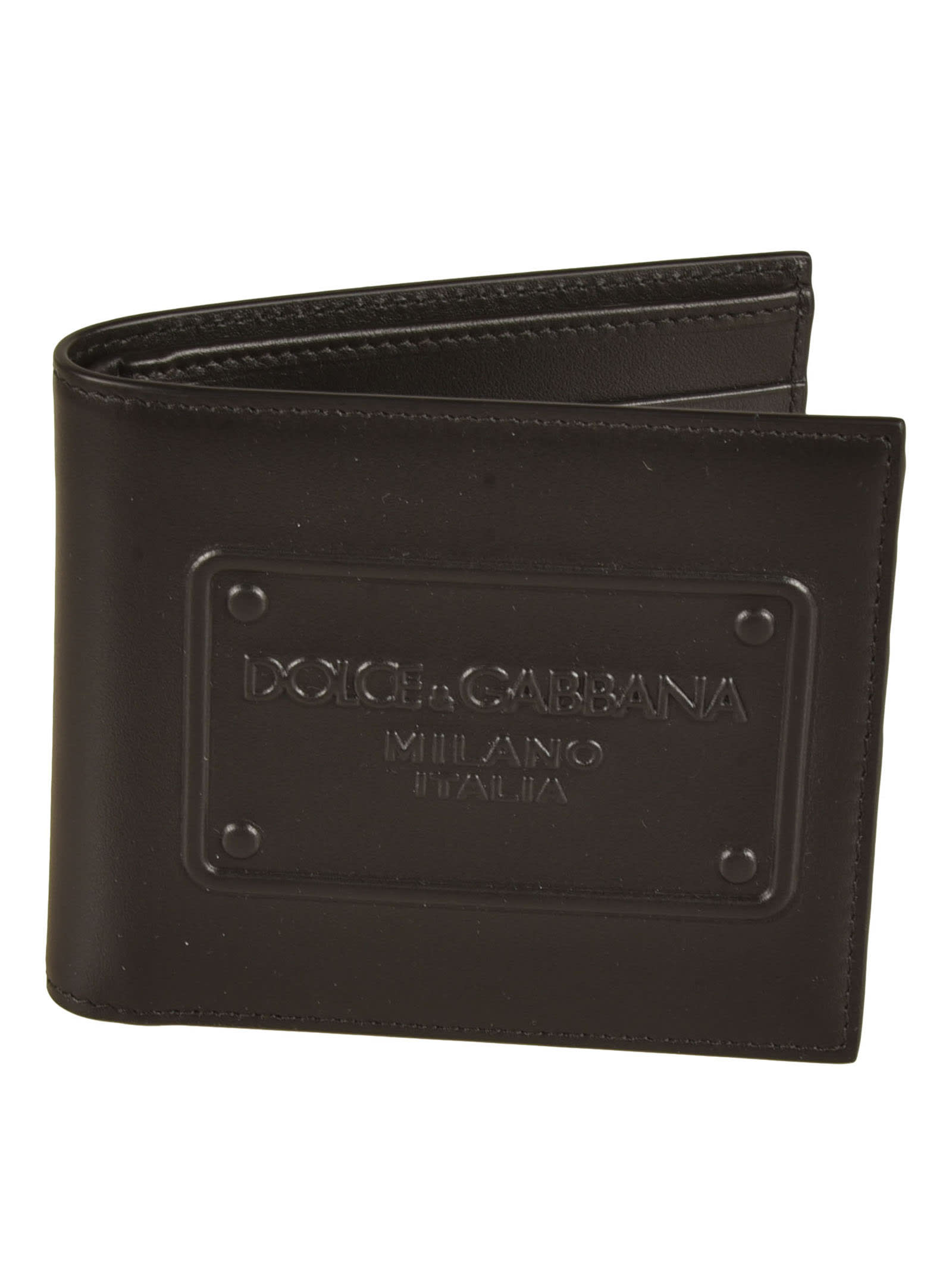 Dolce & Gabbana Logo Embossed Billfold Wallet In Black