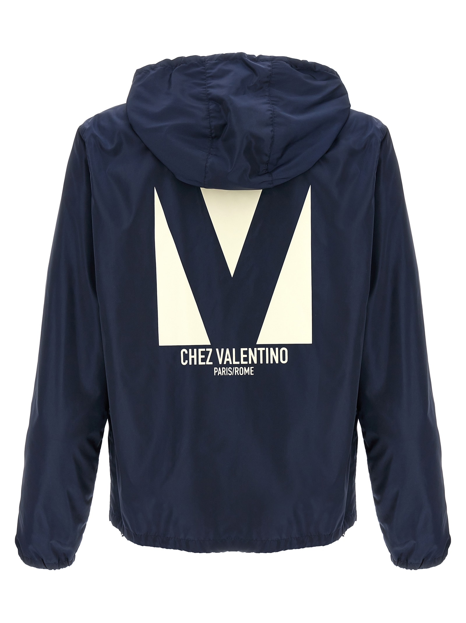 Valentino Hooded Jacket Featuring Drawstring Accents In Blue