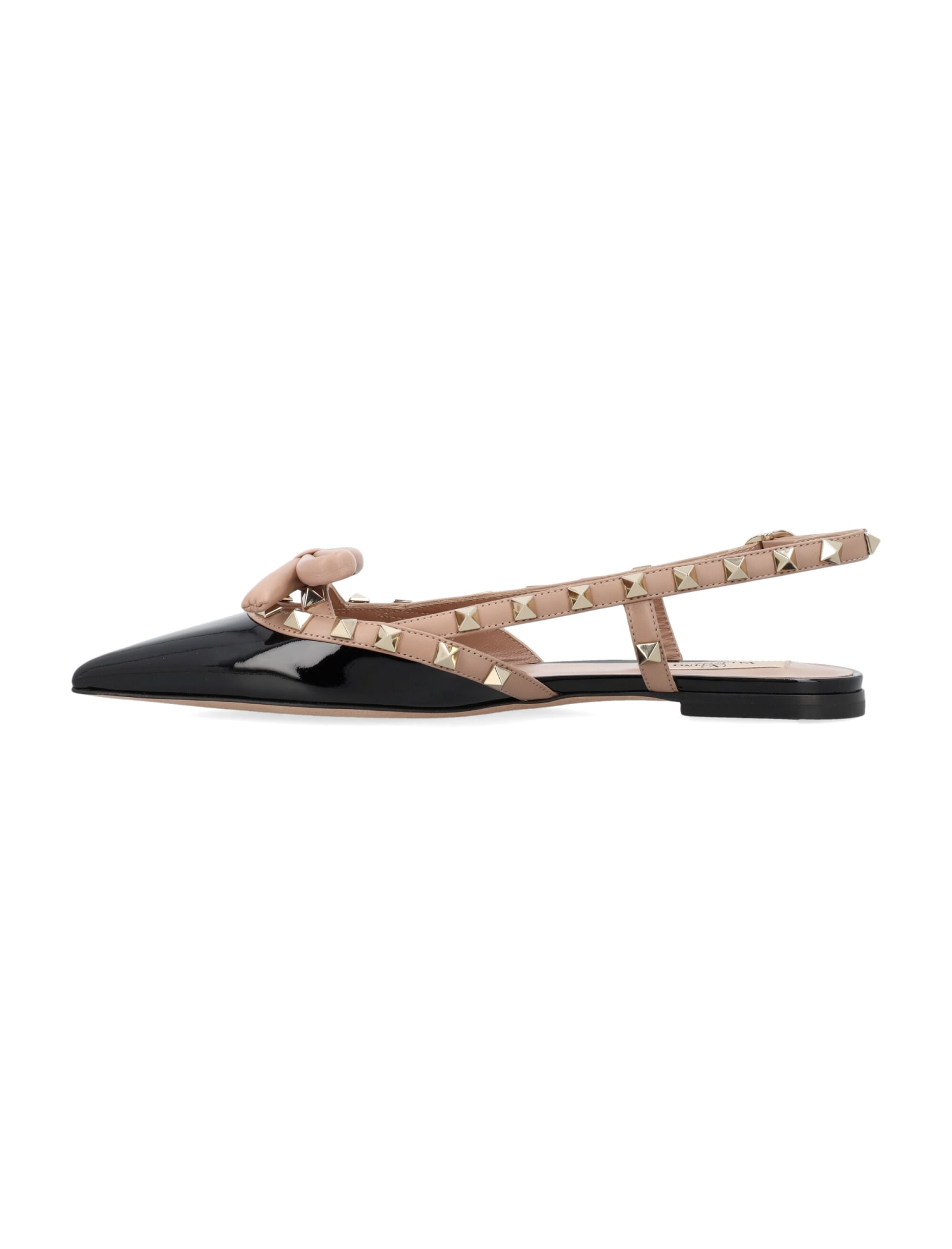 Valentino Rockstud Bow Slingback Ballerina In Rose Cannelle
