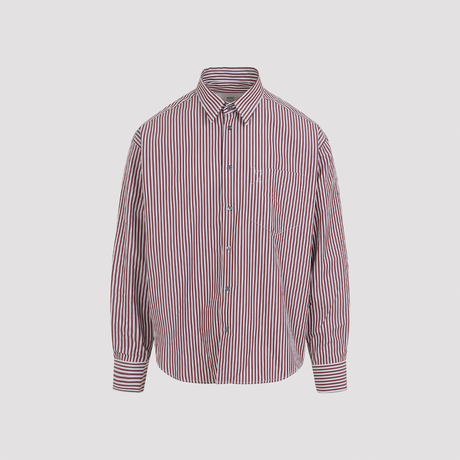 Ami Alexandre Mattiussi Ami Paris Embossed Adc Boxy Shirt In Burgundy