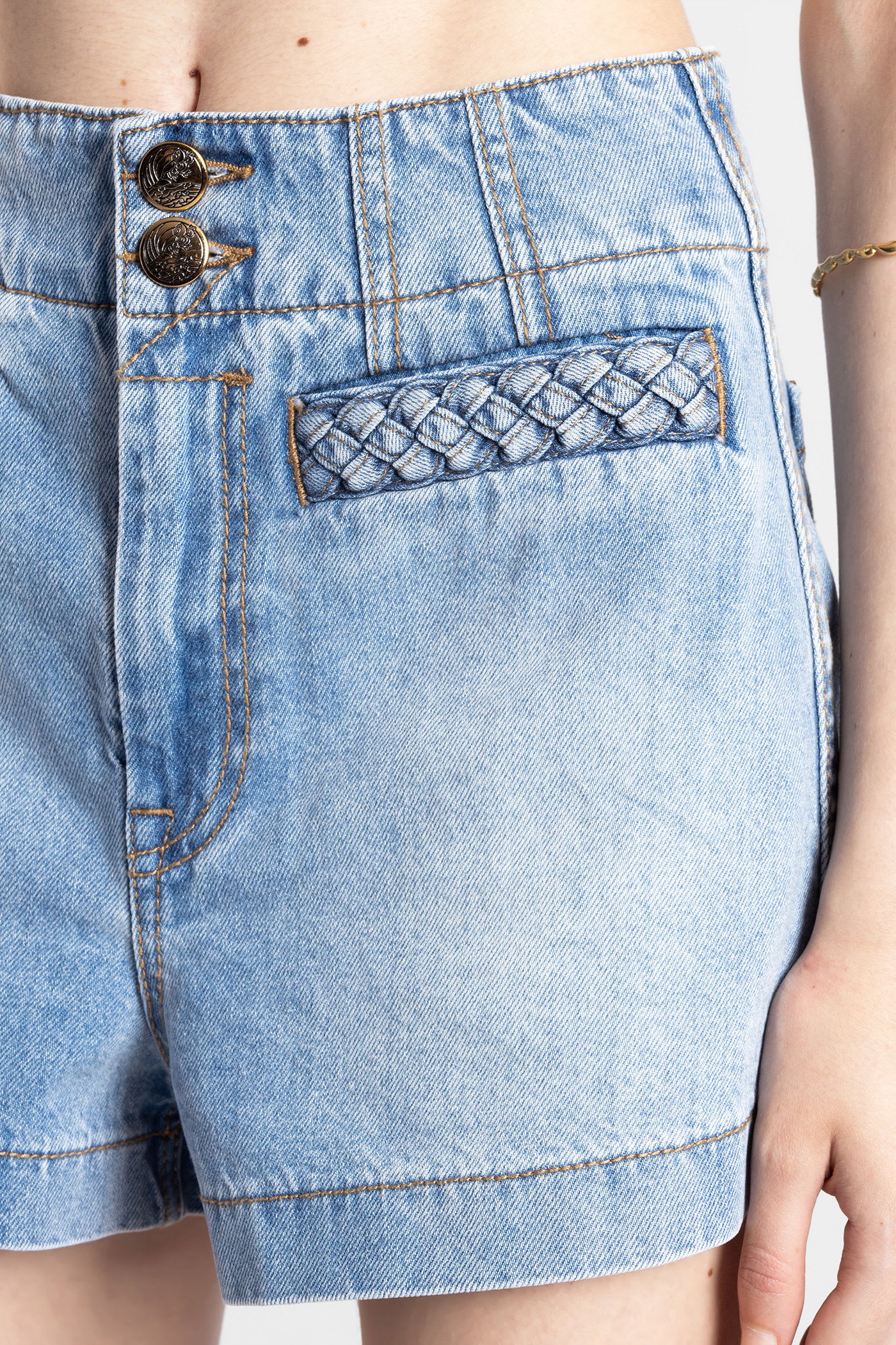 Zimmermann Wylie High-rise Denim Shorts In Blue