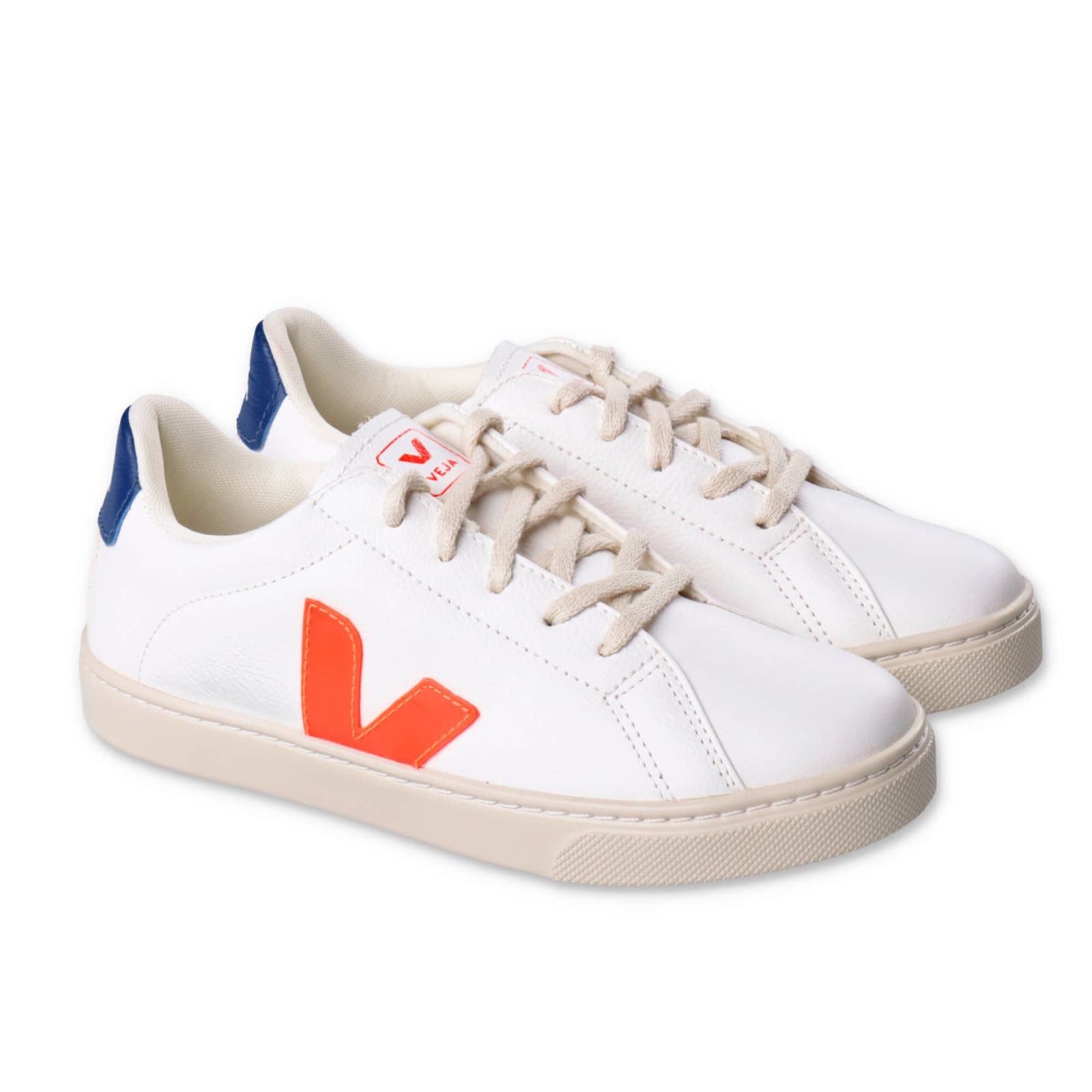 Veja Kids'  Sneakers Bianche In Similpelle Con Lacci Bambino In Bianco