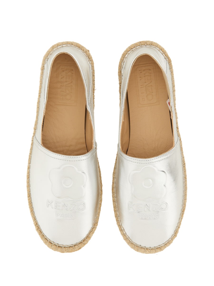 Shop Kenzo Leather Espadrilles In Silver