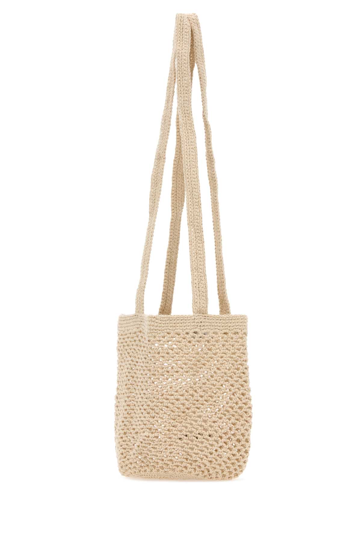 Shop Gimaguas Sand Crochet Fisherman Shoulder Bag In Beige