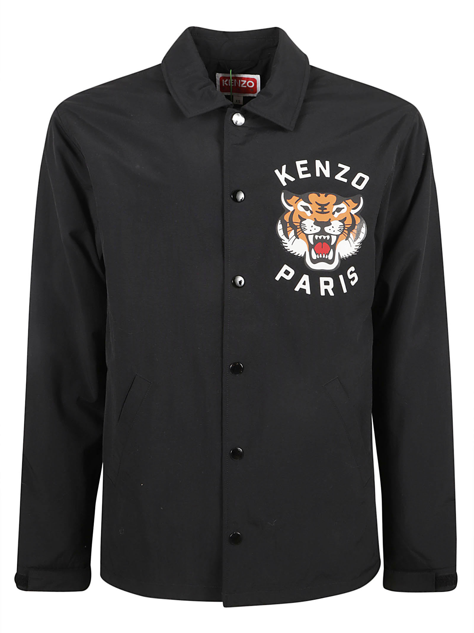 Shop Kenzo Lucky Tiger Padded Coach Shirt In Black