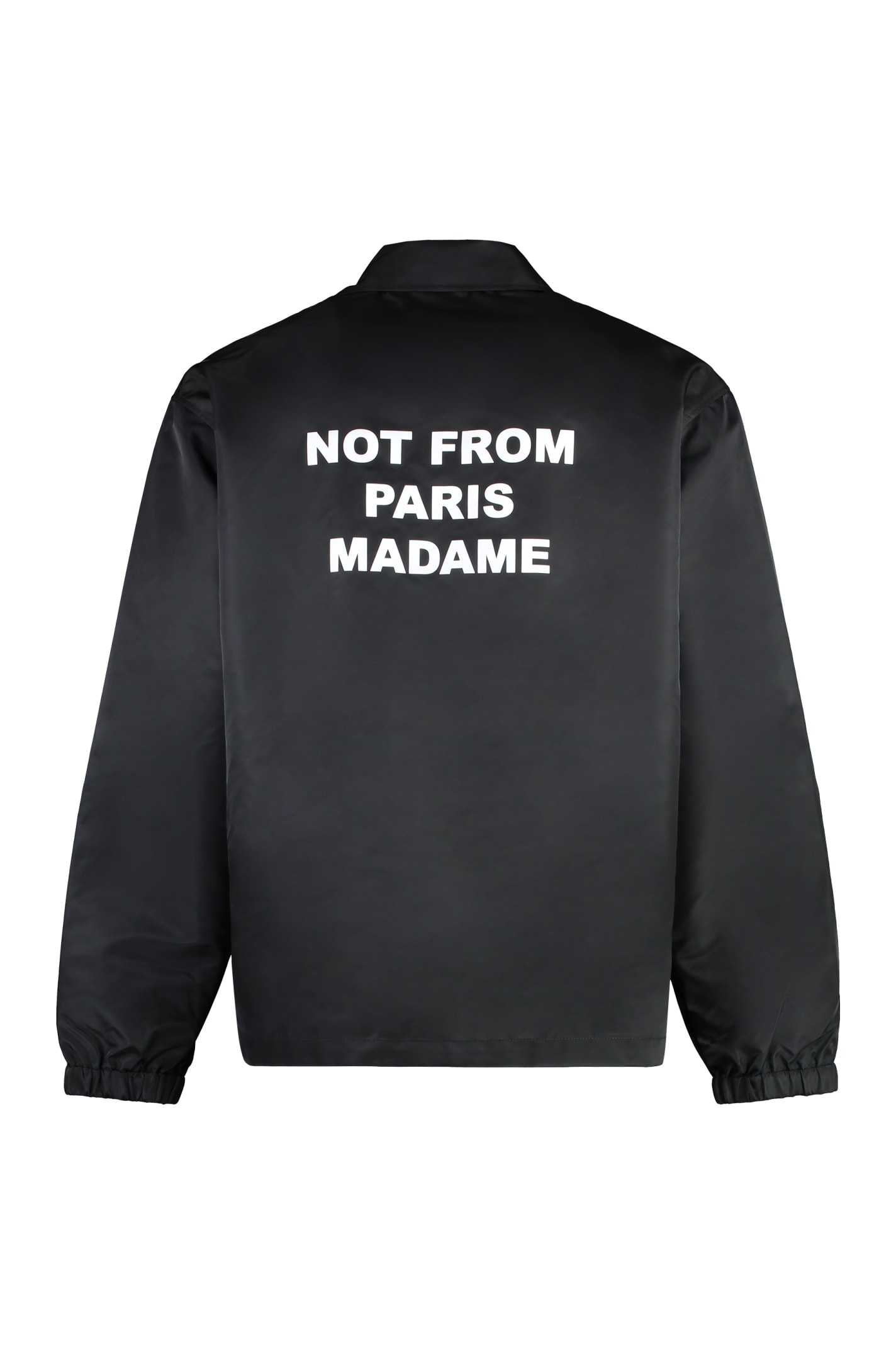 Shop Drôle De Monsieur Slogan Nylon Jacket In Black