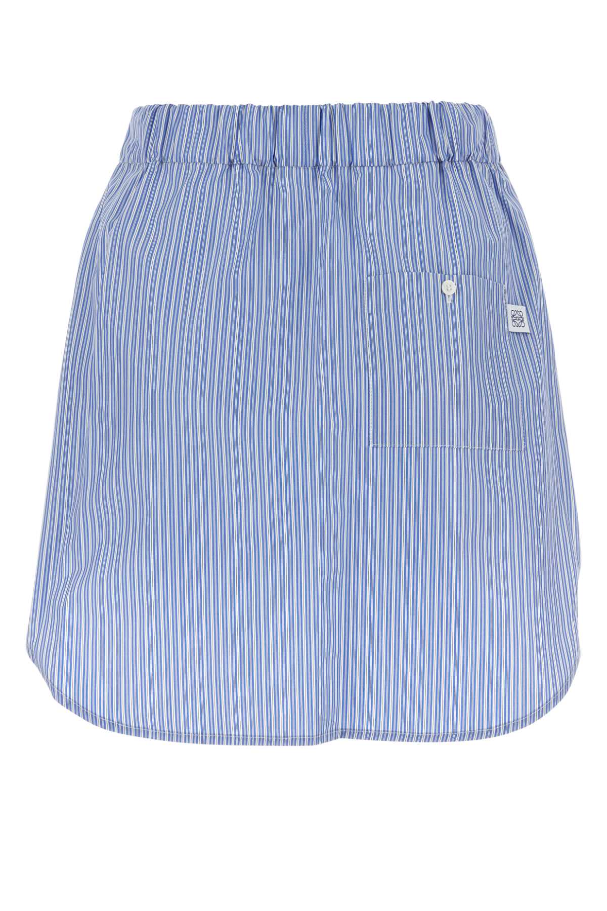 Loewe Printed Cotton Mini Skirt In Bluewhite