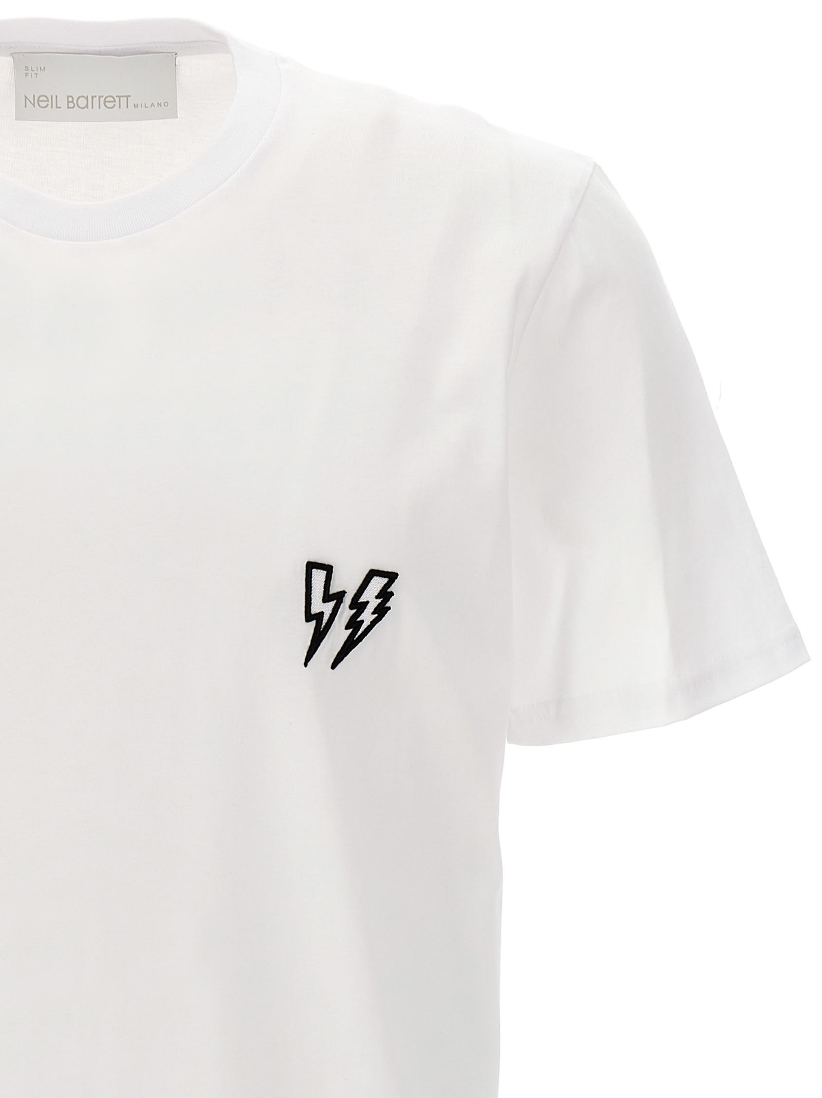 Shop Neil Barrett Logo Embroidery T-shirt In White/black