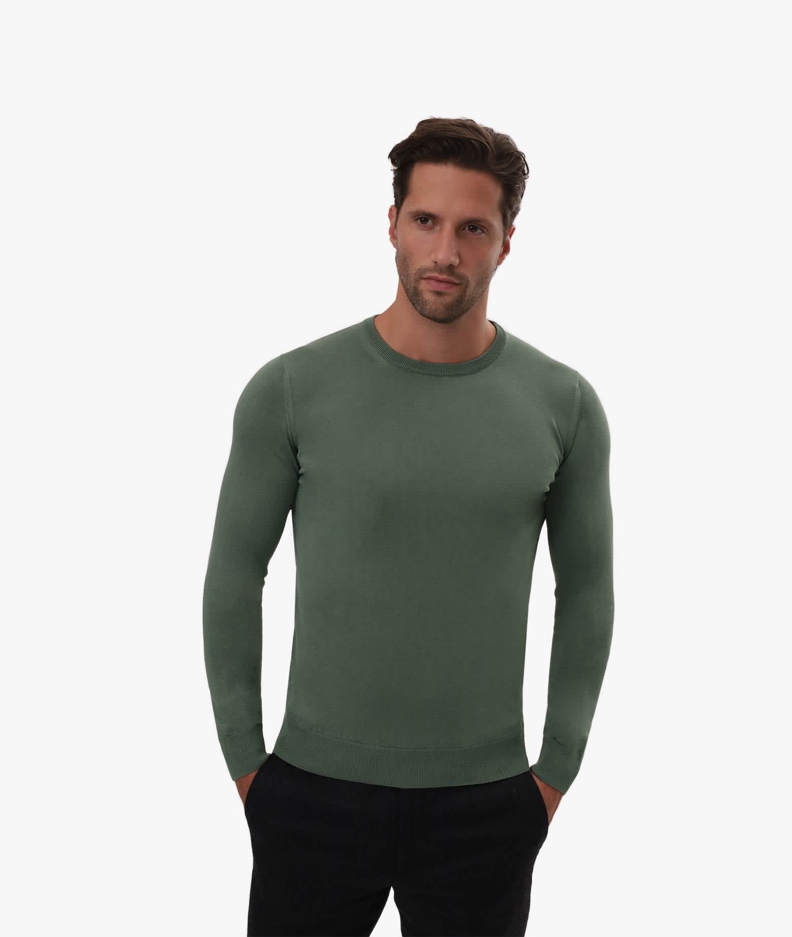 Shop Larusmiani Crew Neck Sweater La Cabane Sweater In Green