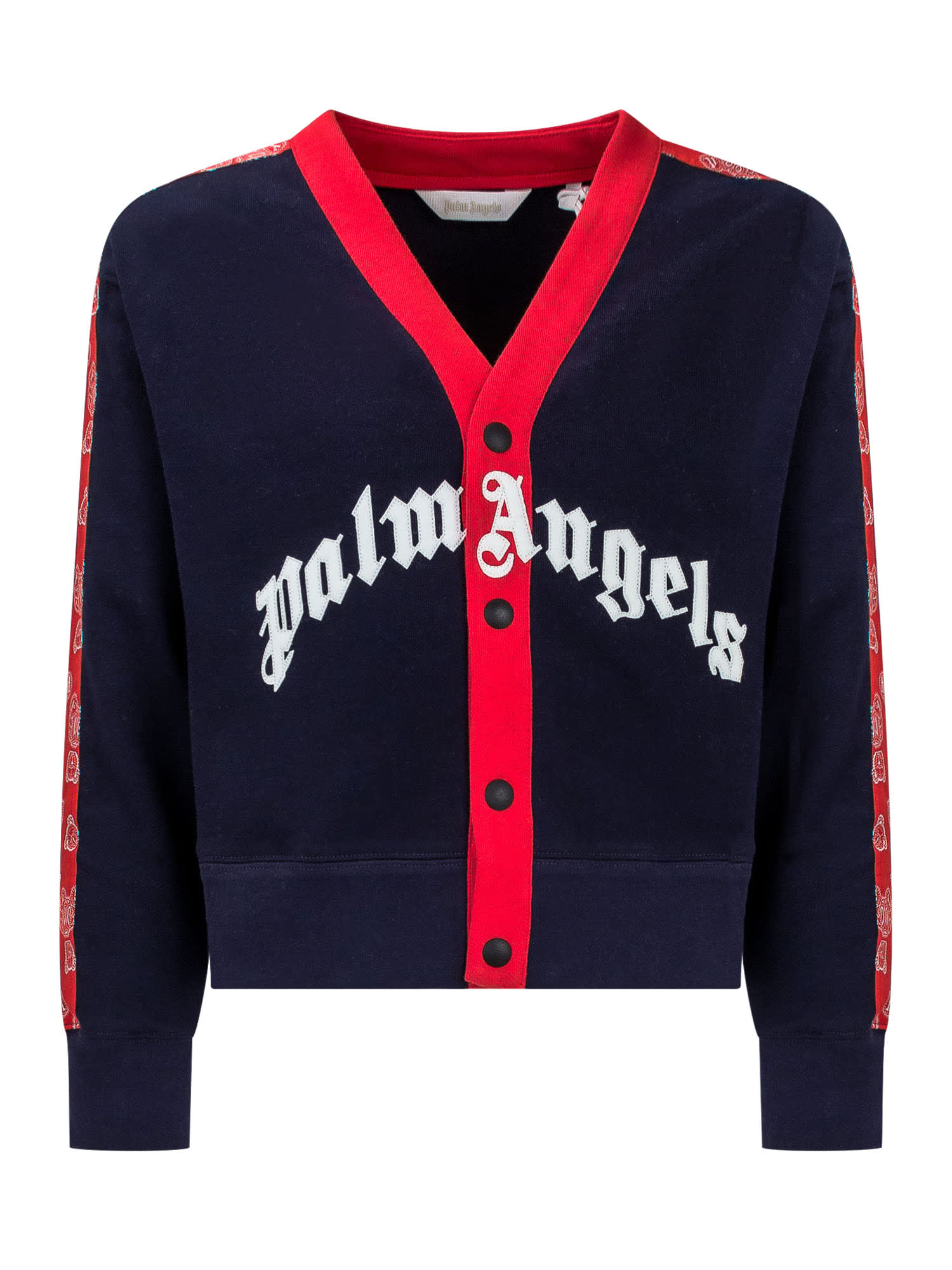Palm Angels Kids' Paisley Cardigan In Navy Blue