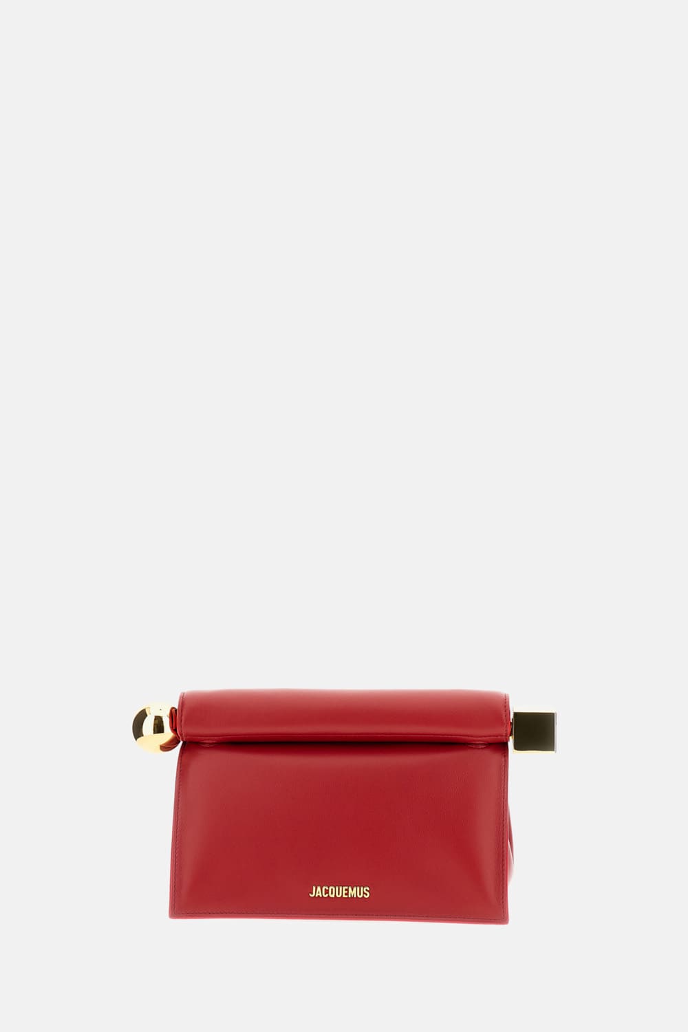 Jacquemus Leather Clutch Bag Top Handle In Red