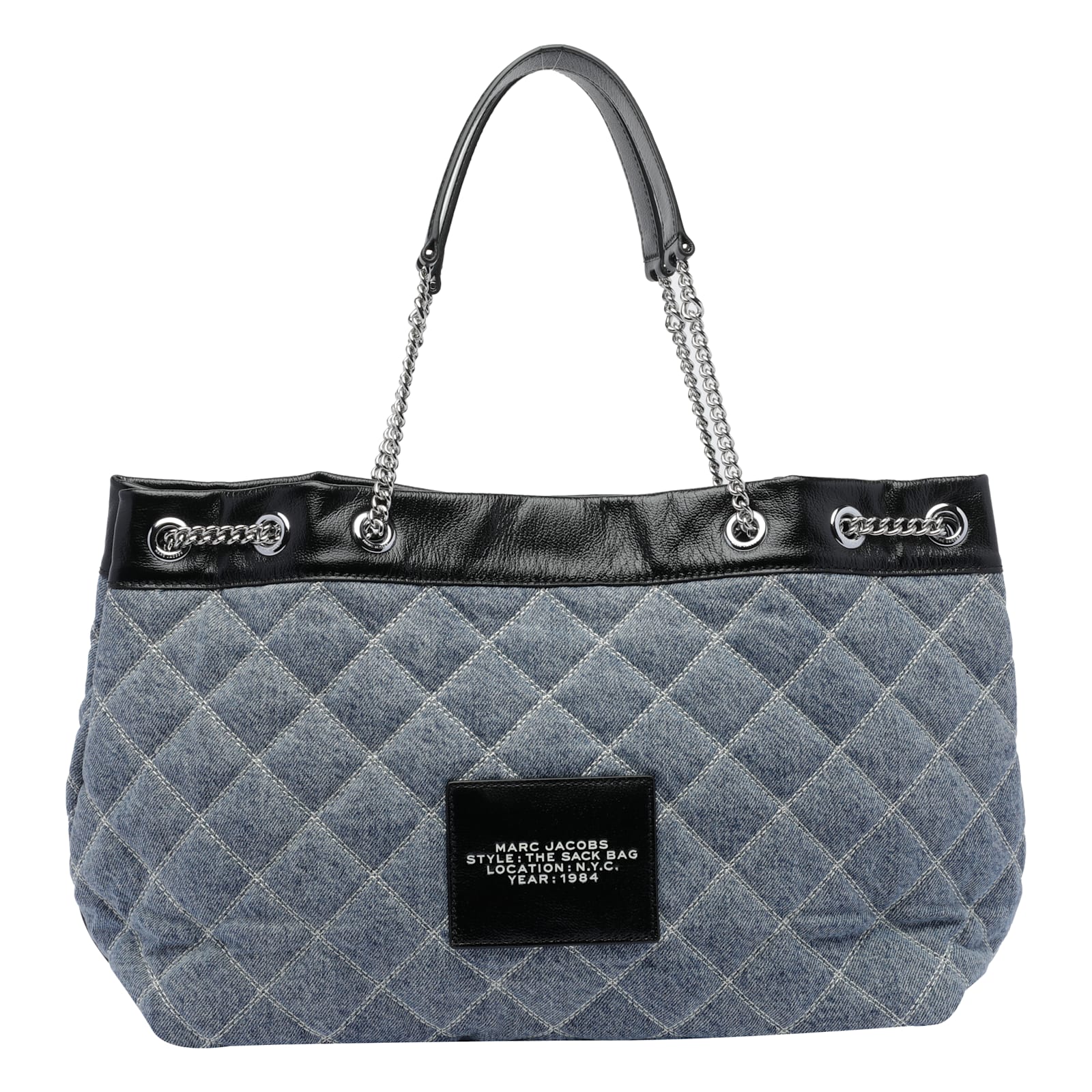 Marc Jacobs Quilted Structured Bag With Dual Chain Handles In Blue