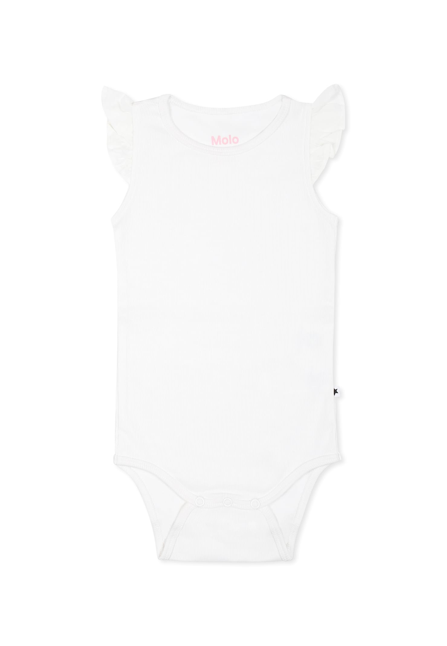 Molo White Bodysuit For Baby Girl In White