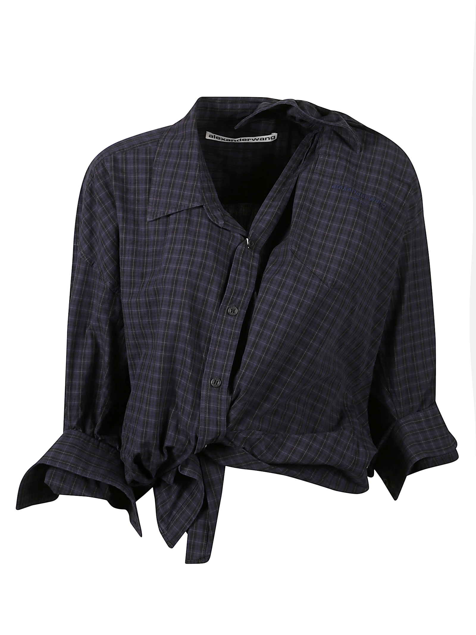 Alexander Wang Asymmetrical Striped Button-up Shirt In Blue