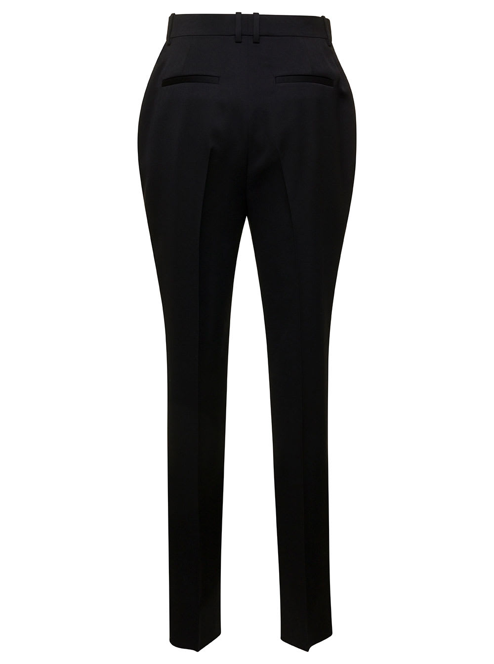 Shop Saint Laurent Black Tailored Pants With Welt Pockets In Wool Woman