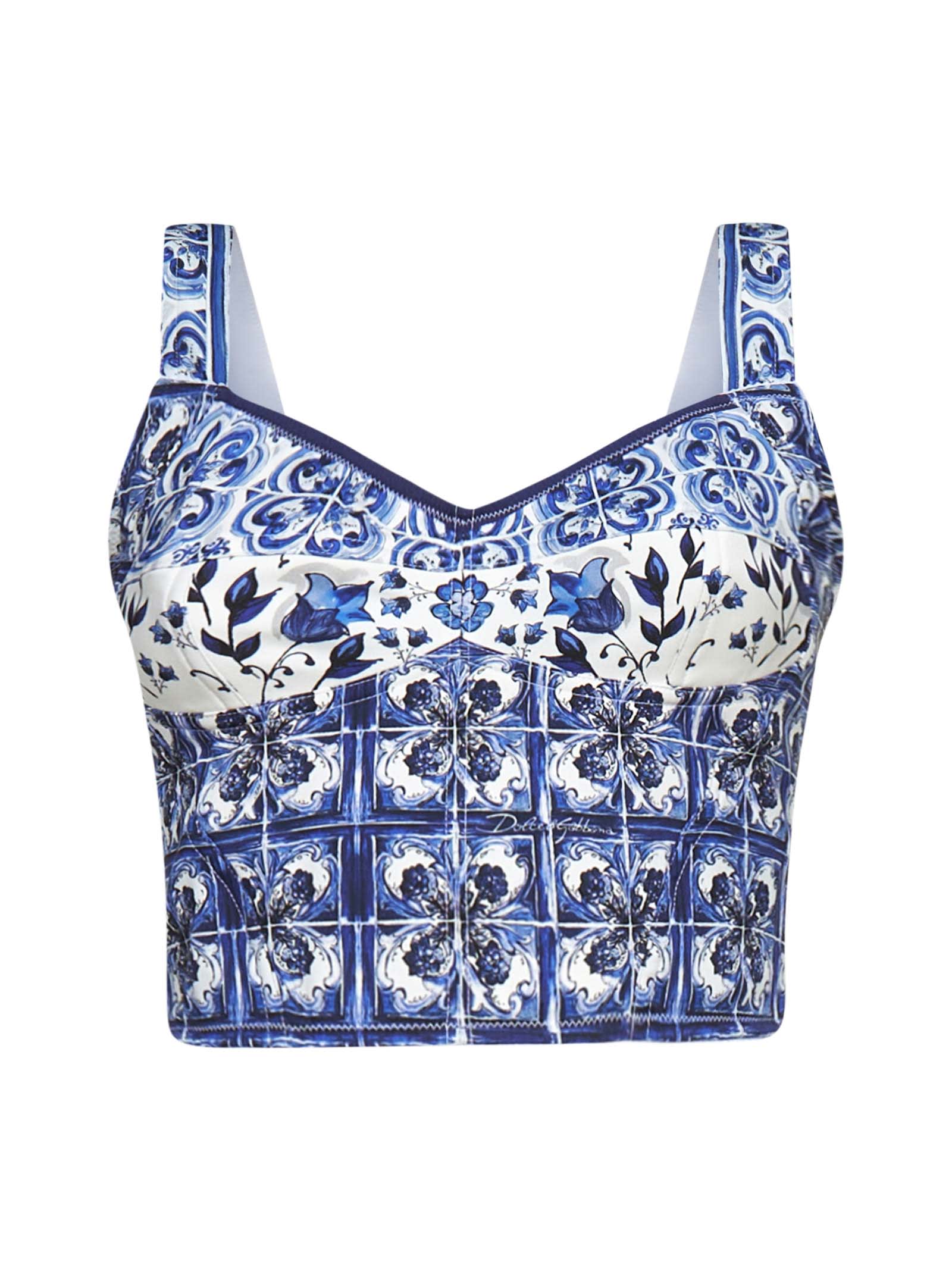 Shop Dolce & Gabbana Top In Tn Blu/bco