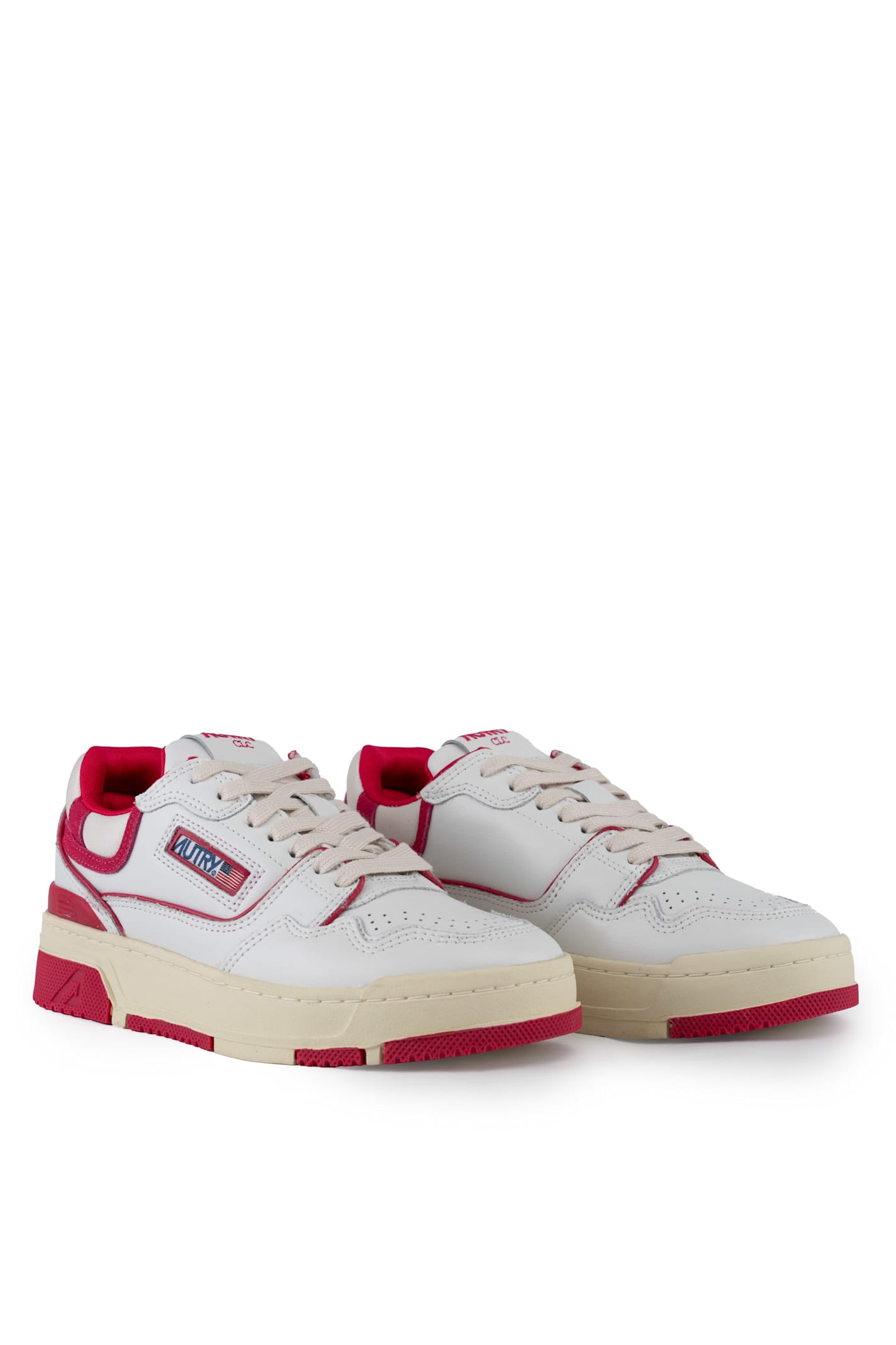 Autry Clc Sneakers In Leather And Suede In White