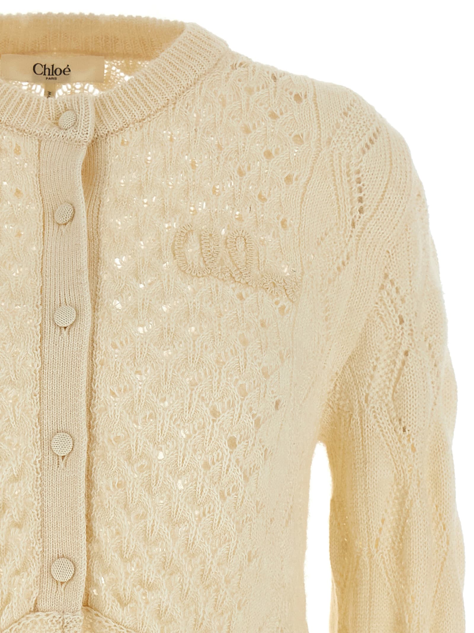 Chloé Ruffled Pointelle-knit Silk-alpaca Sweater In Yellow