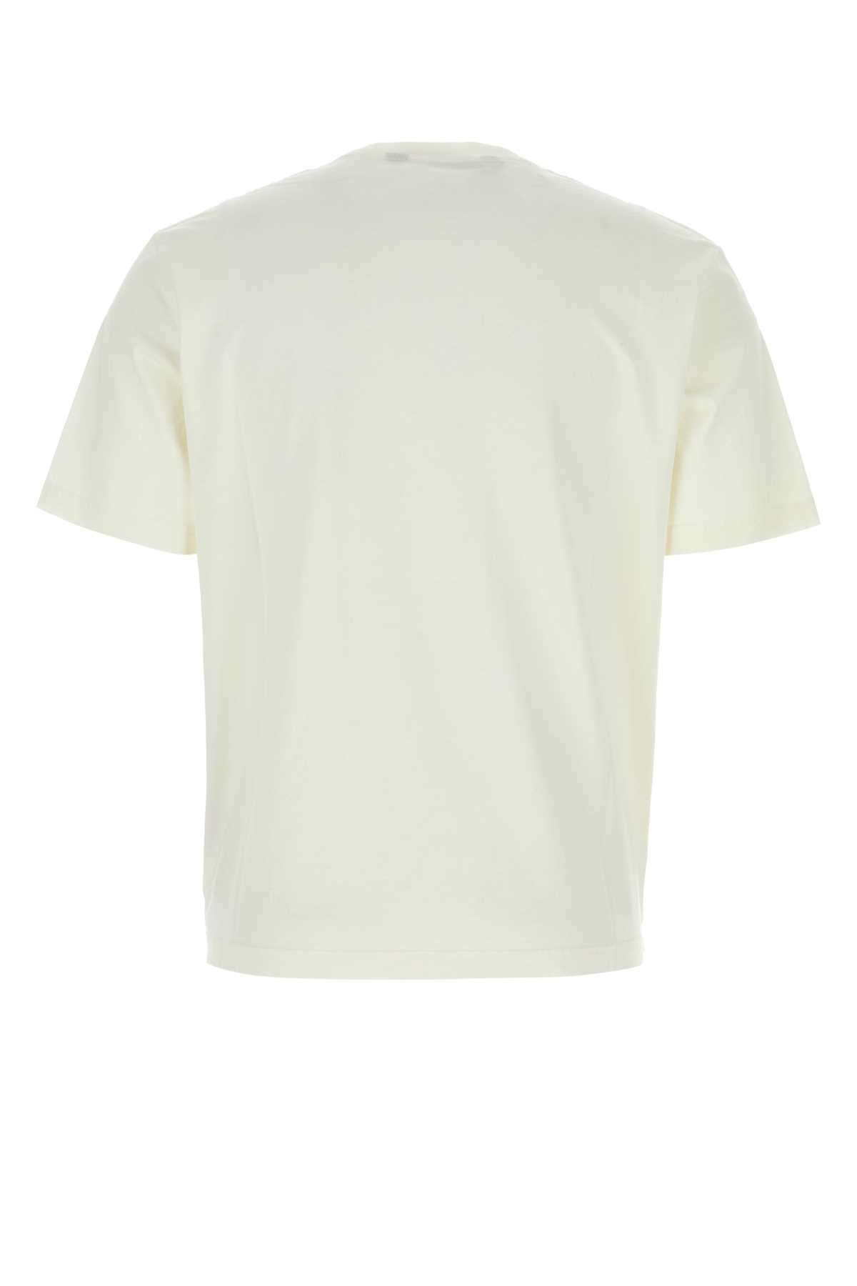 Shop Palm Angels Ivory Cotton T-shirt In Offwhiteof