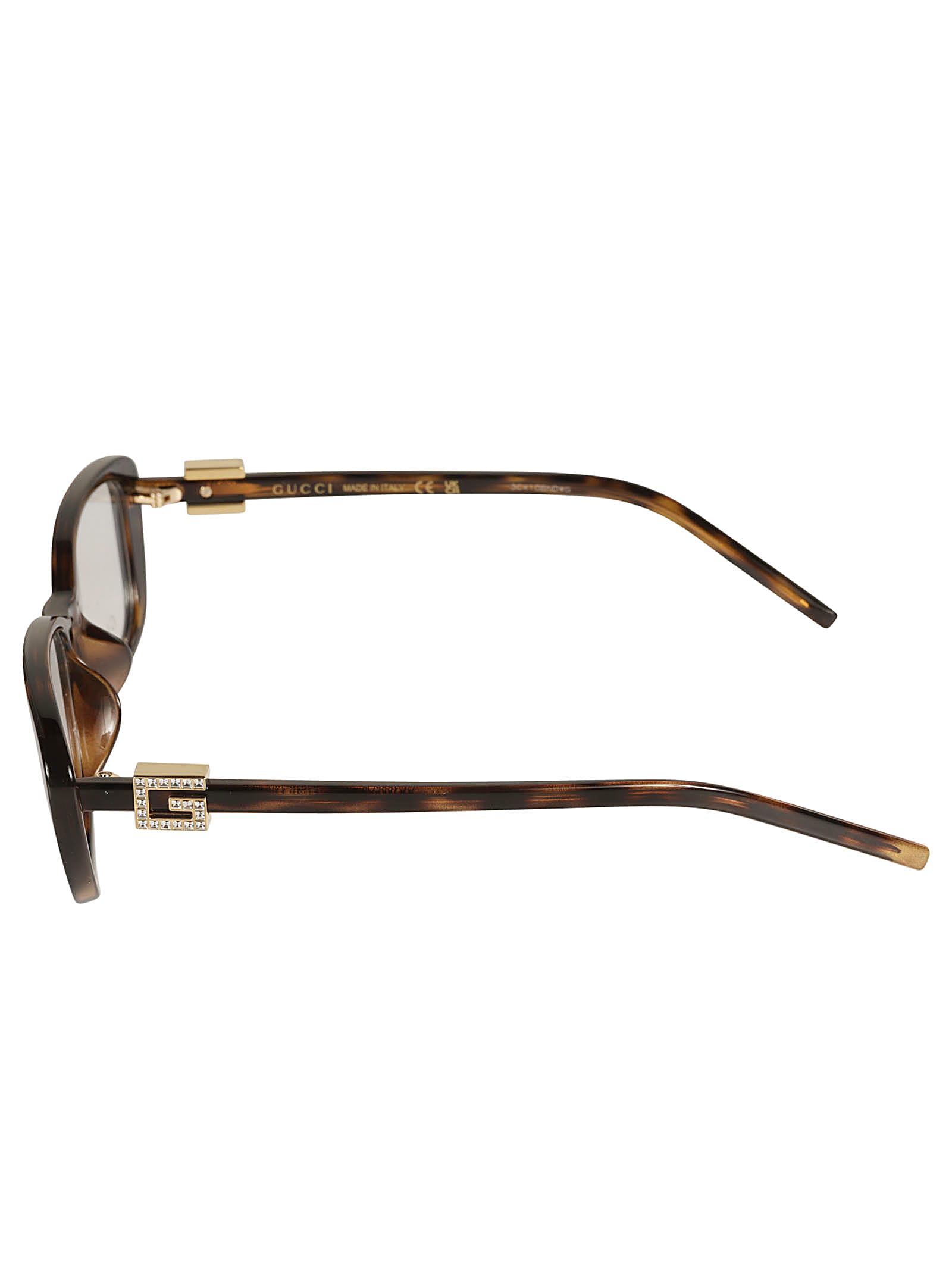 Gucci Rectangle Flat Logo Lens Frame In Havana-havana-transparent