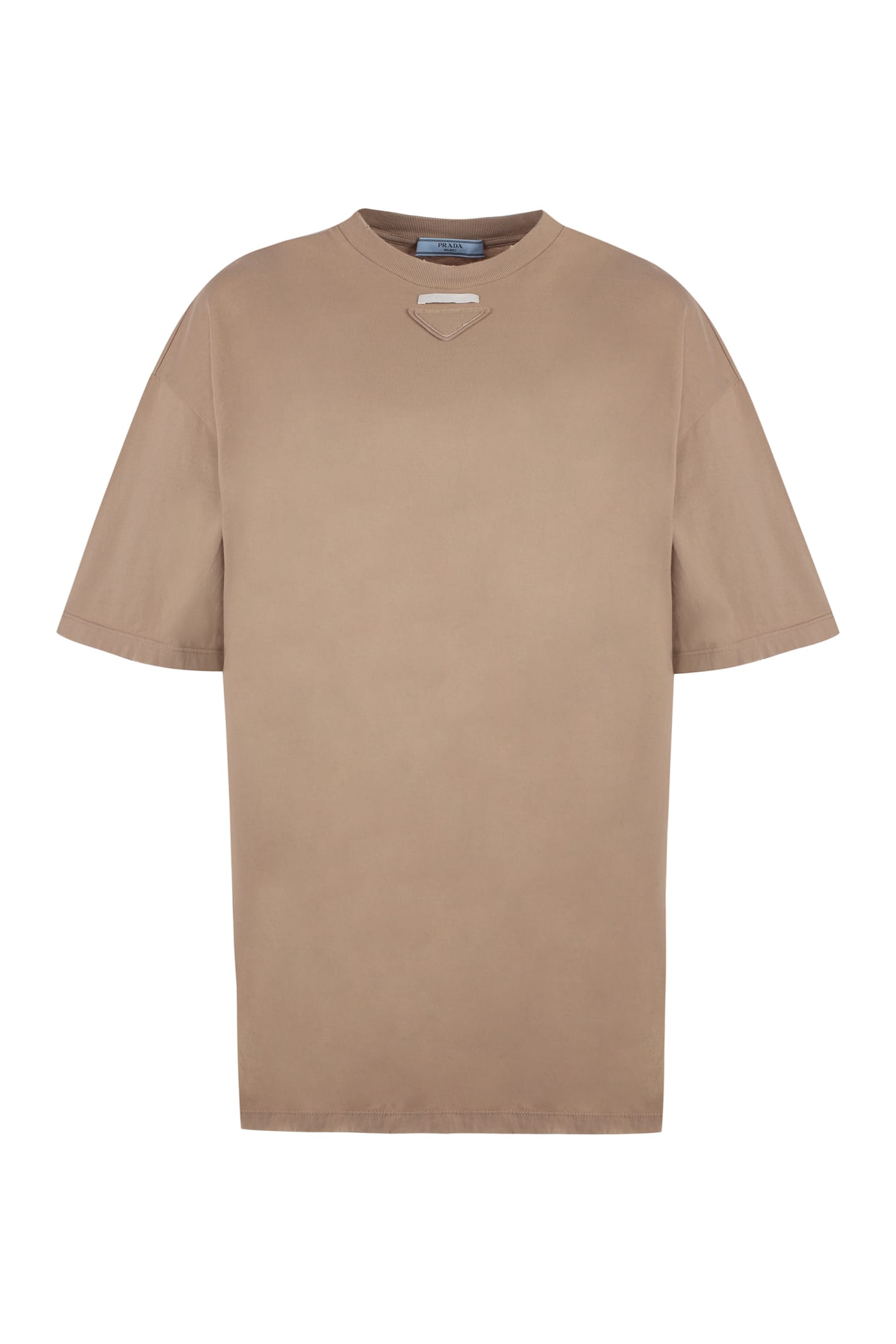 Shop Prada Oversize Cotton T-shirt In Camel