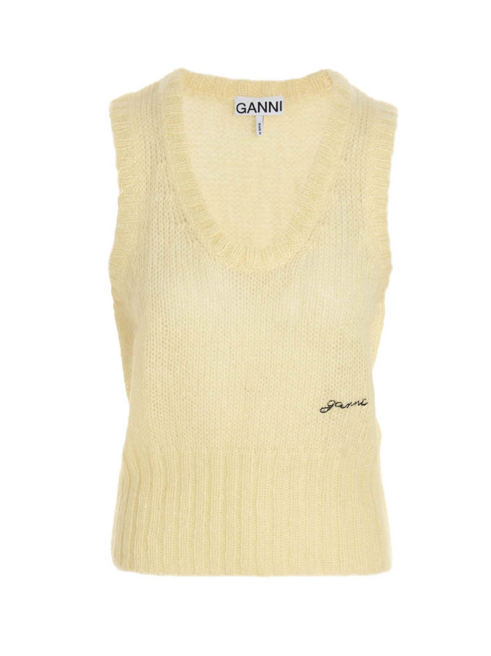 Ganni Logo Embroidery Sleeveless Jacket
