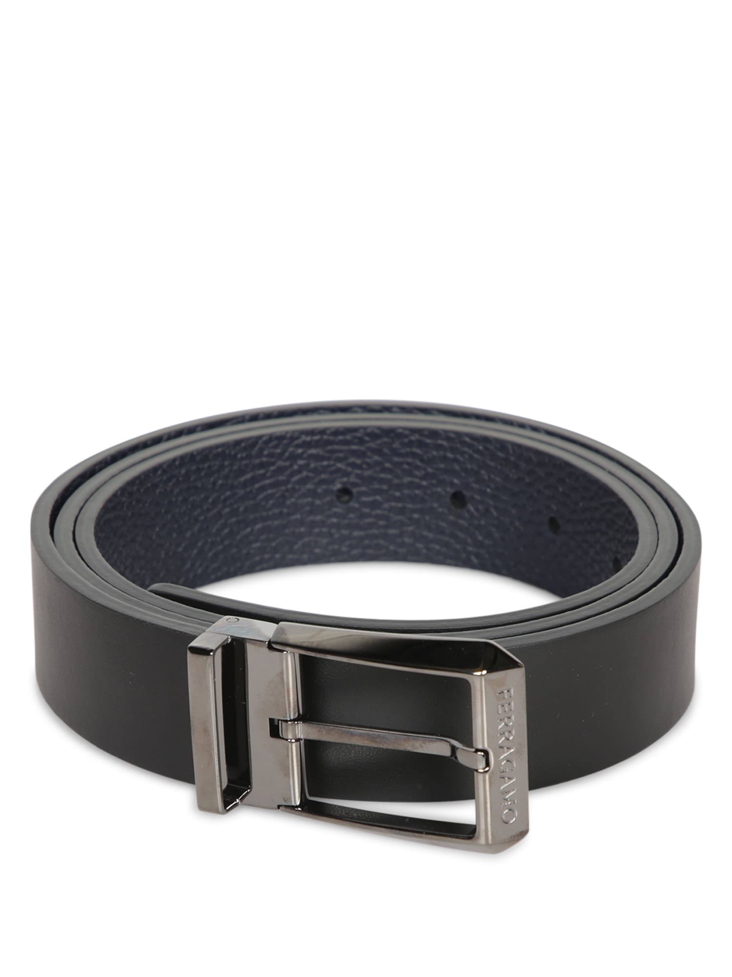 Shop Ferragamo Double Black/blue Belt