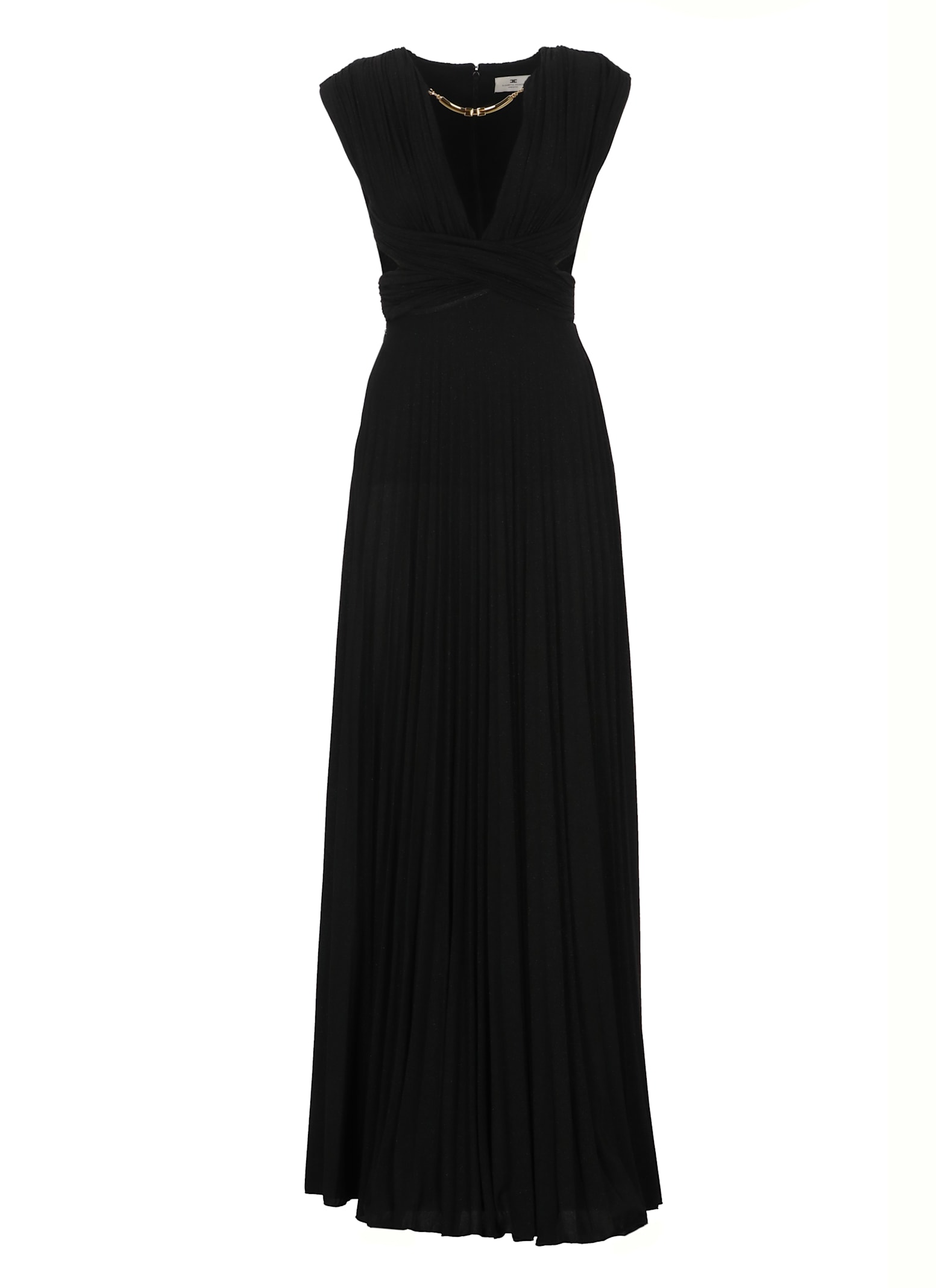 Elisabetta Franchi Long Sleeveless Dress With Deep V-neckline In Multi