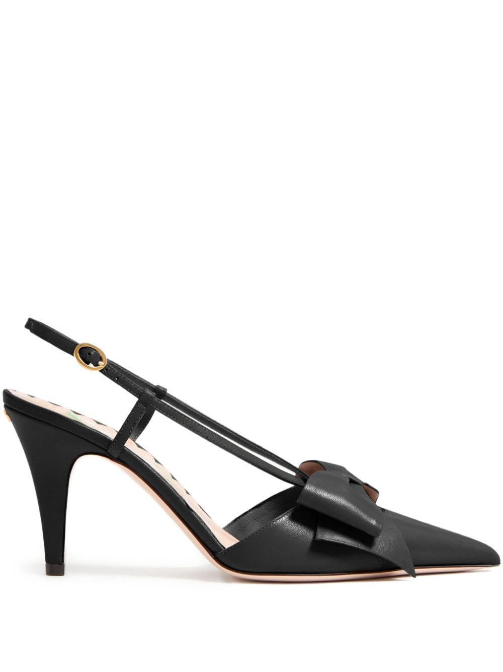 Valentino Bowow Leather Slingback Pumps In Black