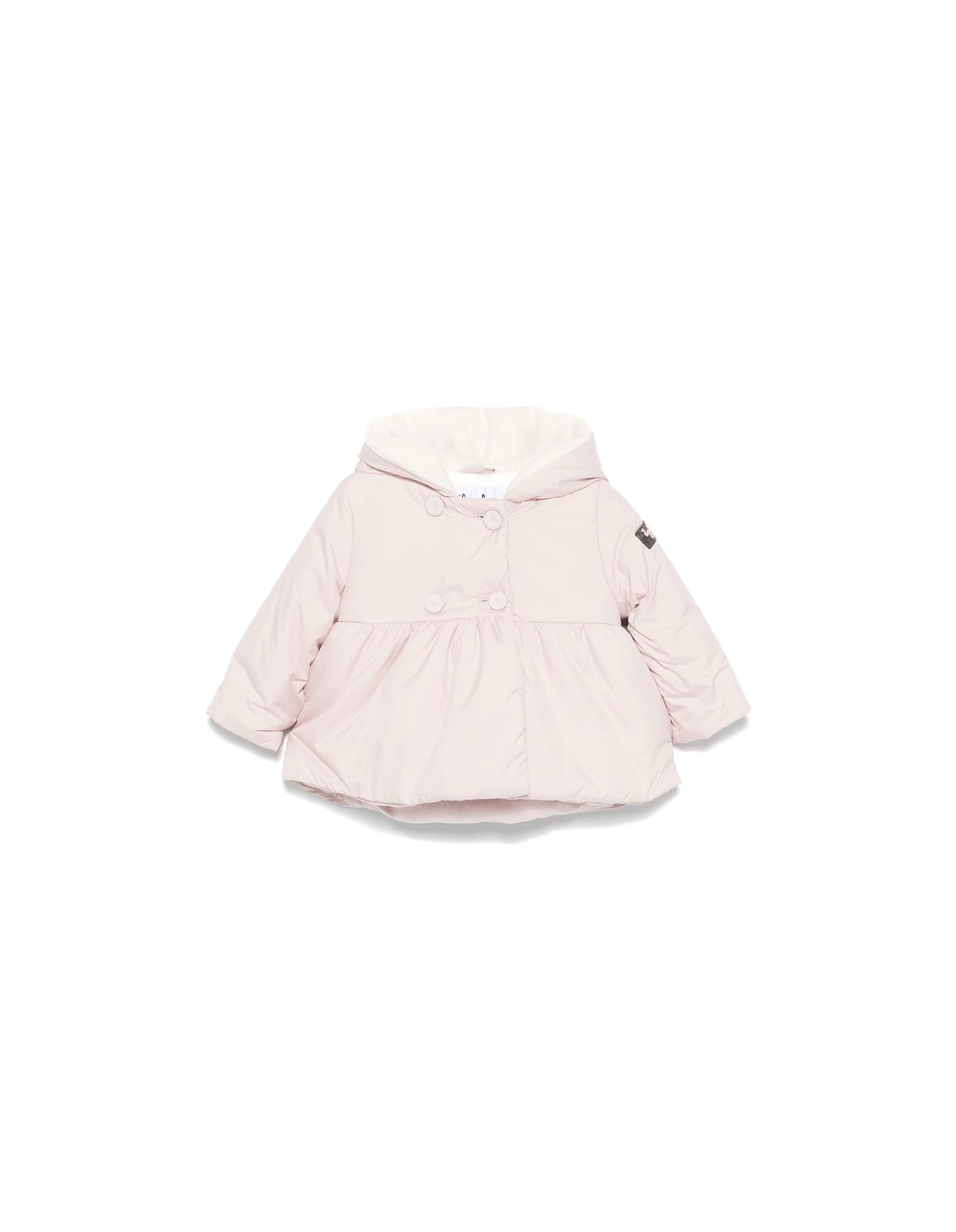 Shop Il Gufo Light Pink Flared Jacket With Hood