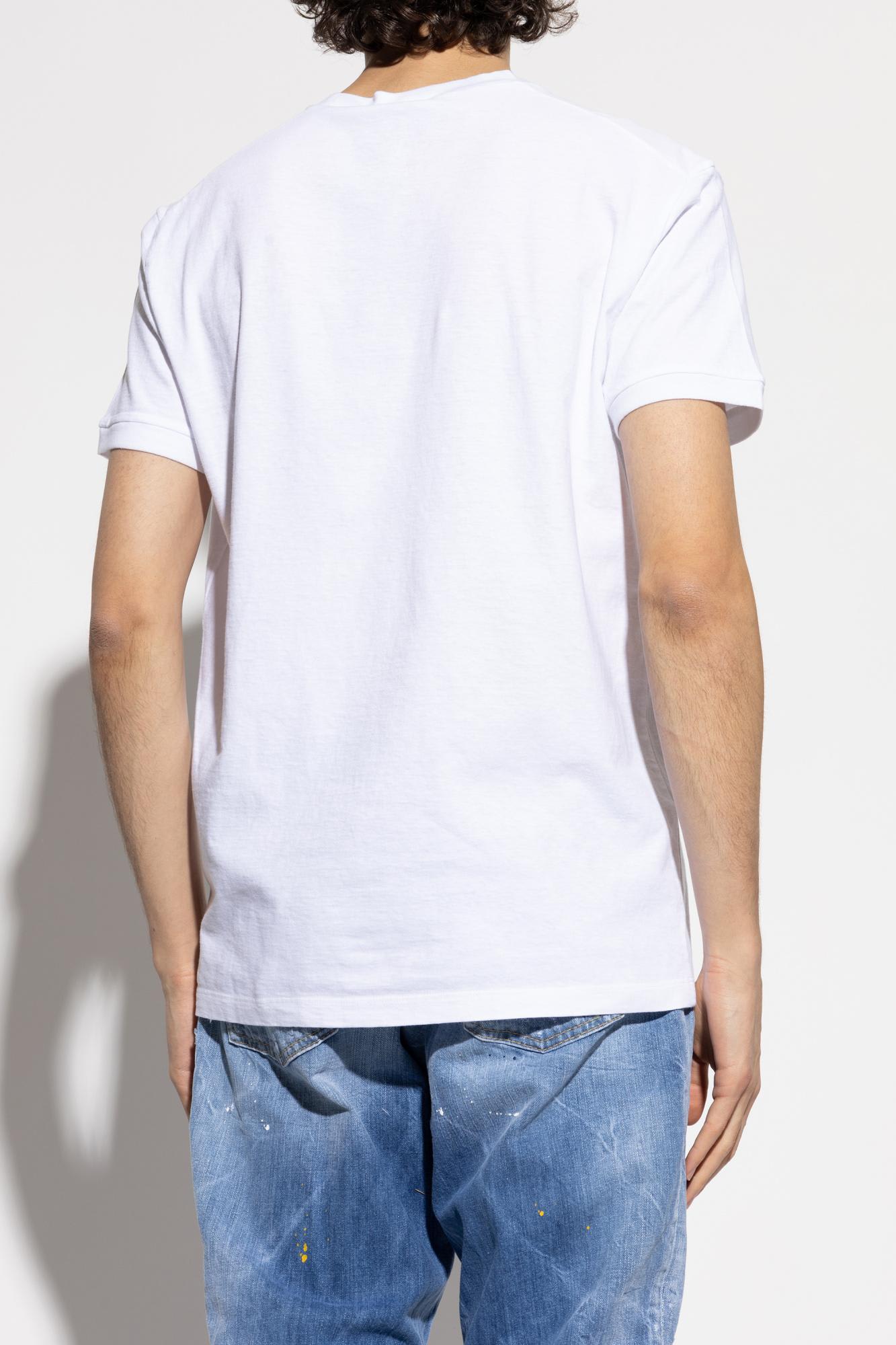 Dsquared2 Crew Neck Cracked Effect Graphic Print In White