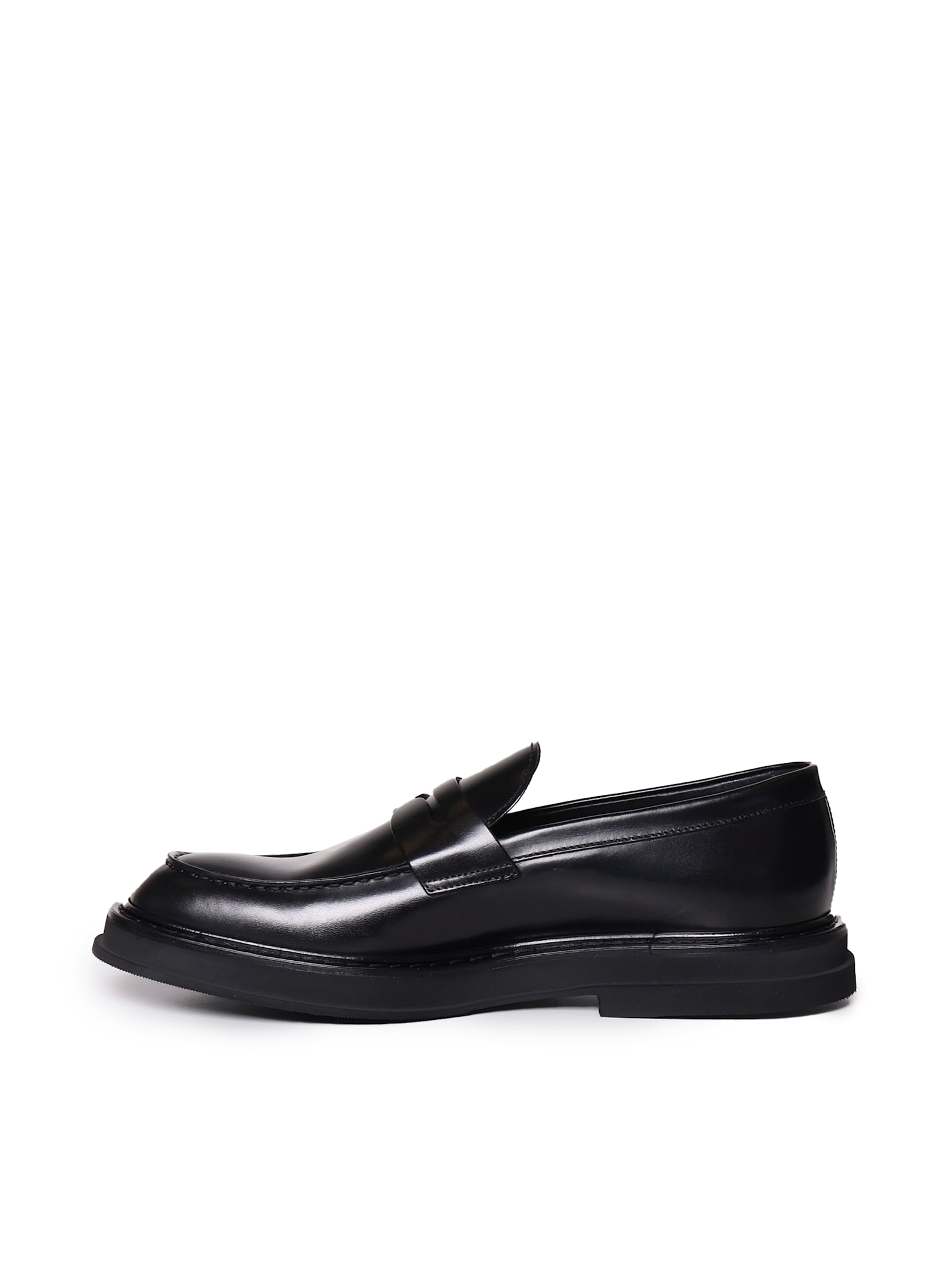 Shop Doucal's Shiny Loafers In Black