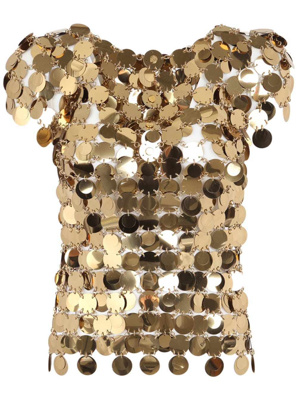 Shop Rabanne Top Short Sleeve Sweater In Gold