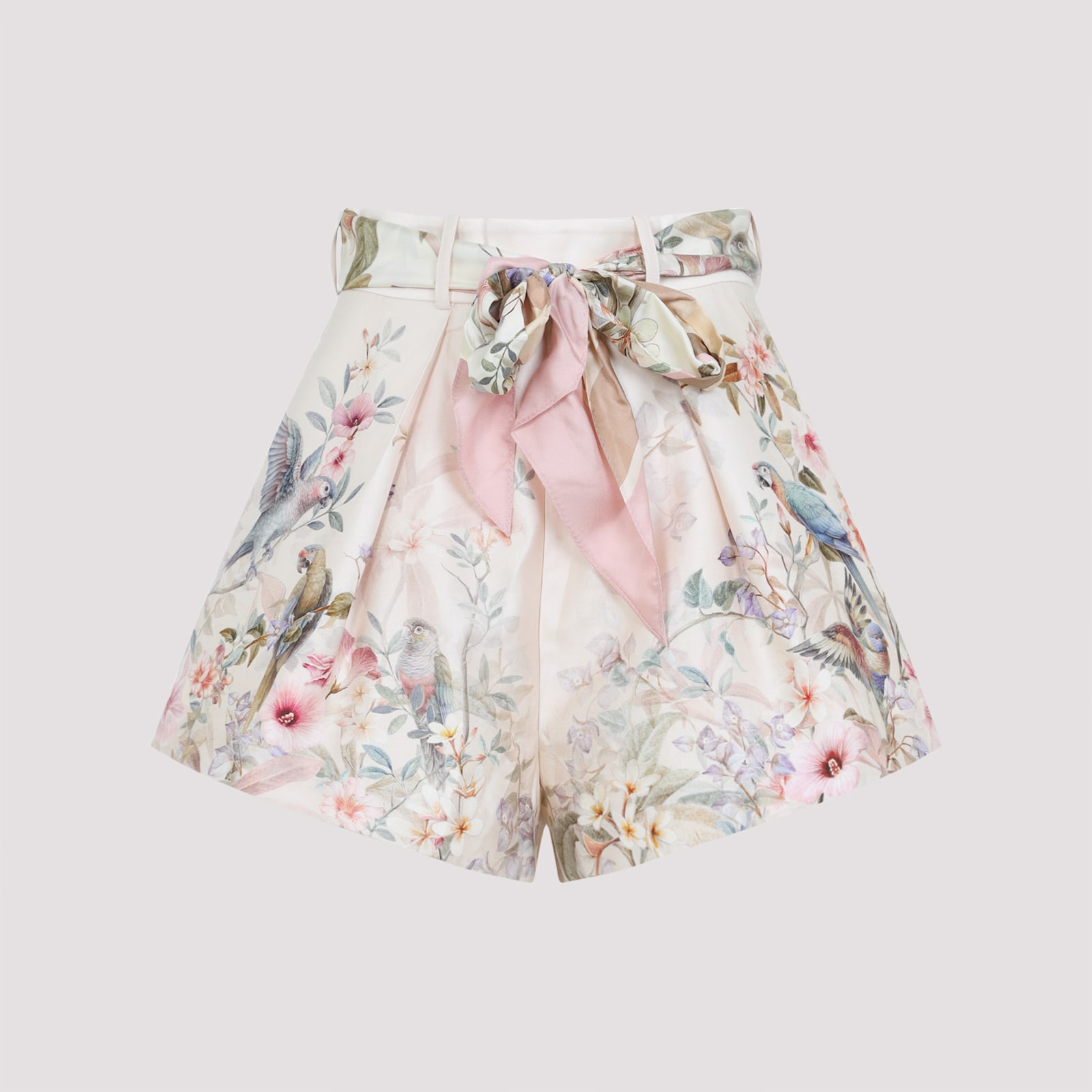 Zimmermann Rebellion Multicolor Shorts With Bow On The Front And All-over Floral Motif In Cotton And Silk Woman In Multi