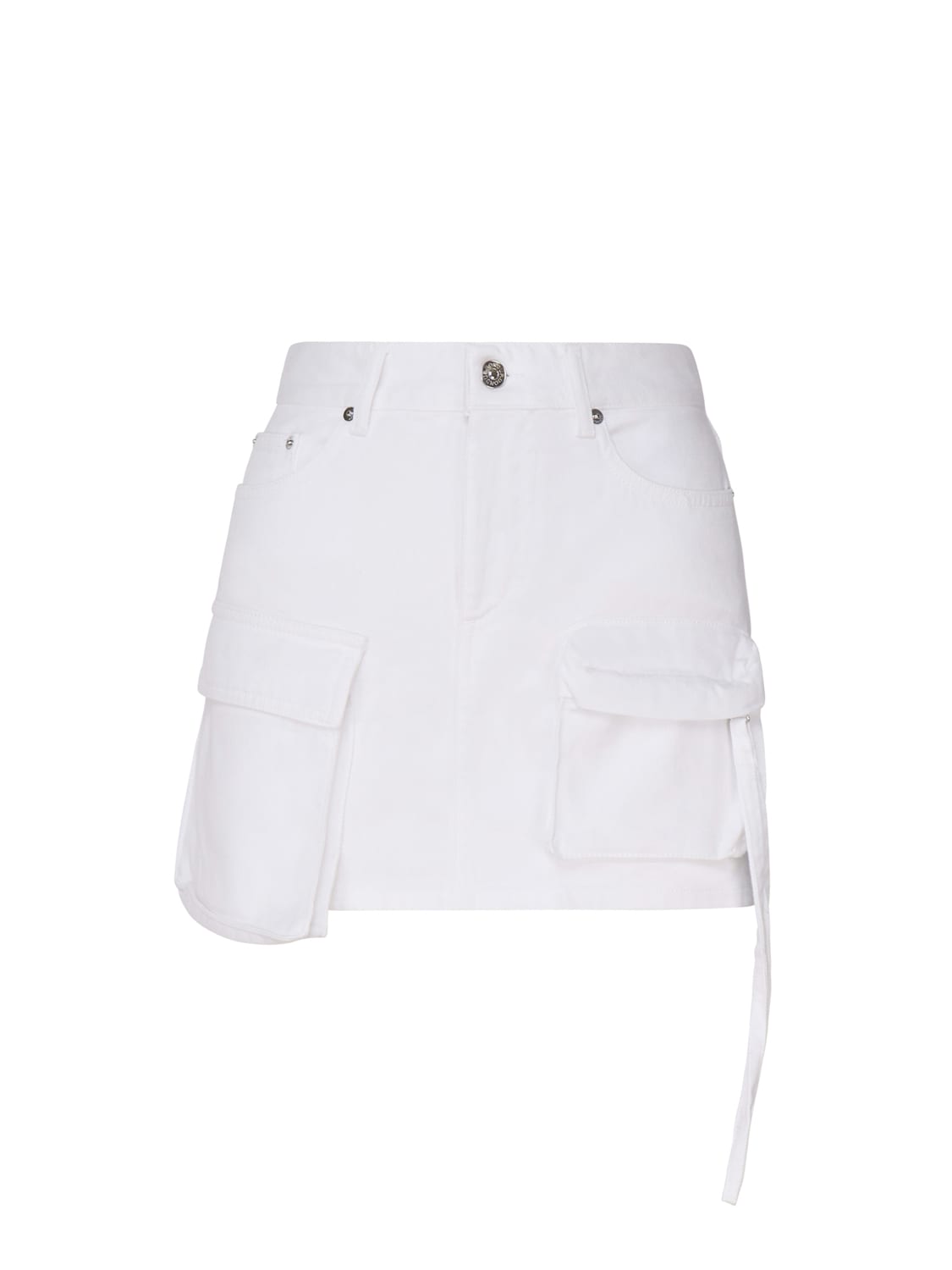 Shop Dondup Miniskirt Cargo In Cotton In White