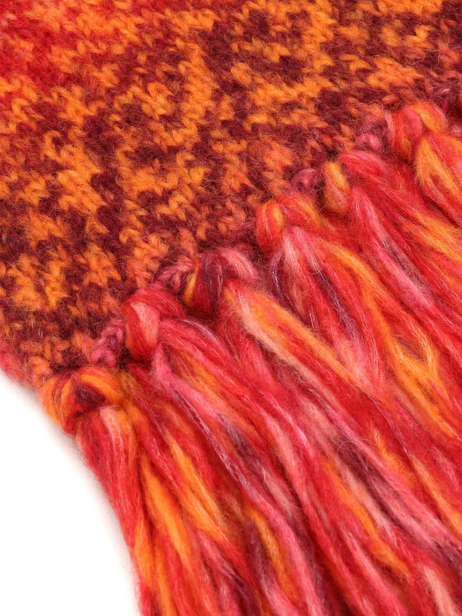 Kangra Cashmere Printed Effect Fringed Scarf In Red