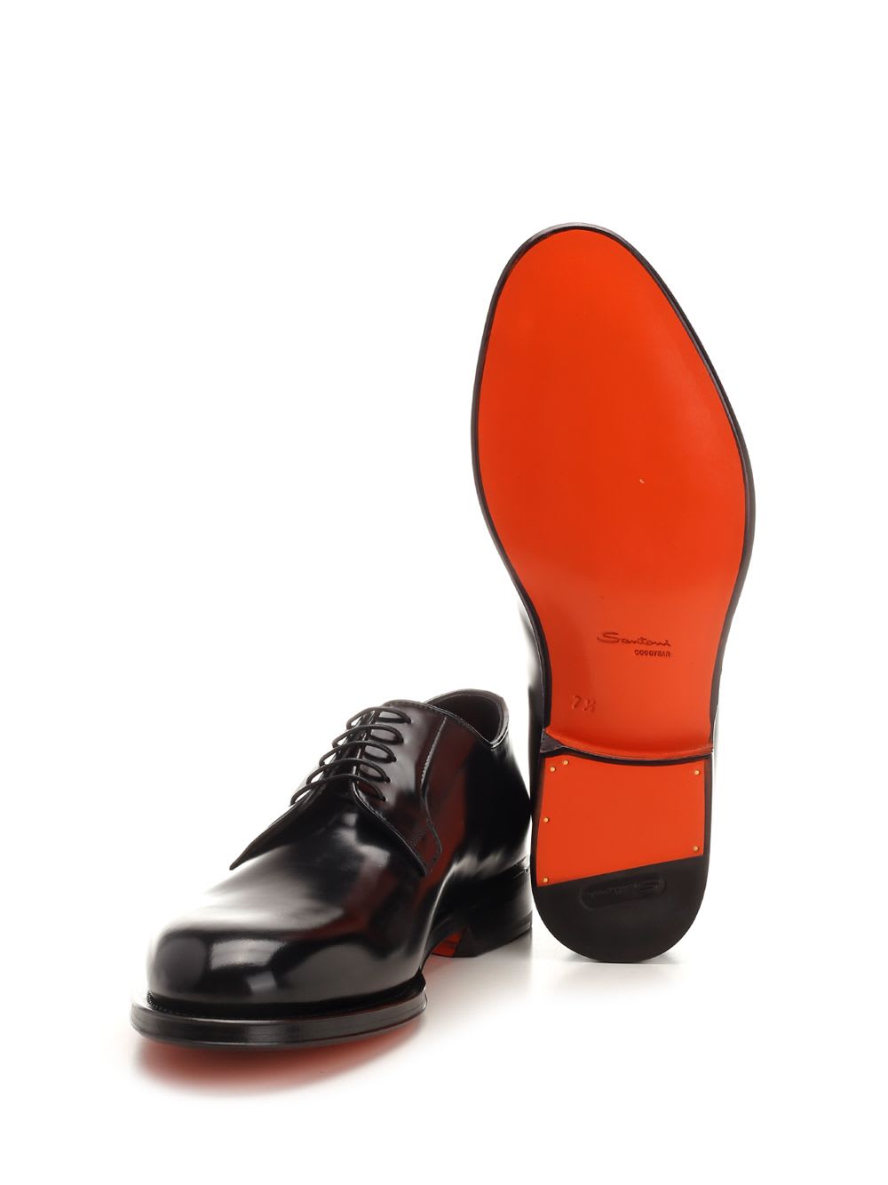 Shop Santoni Black Leather Lace-up Shoe