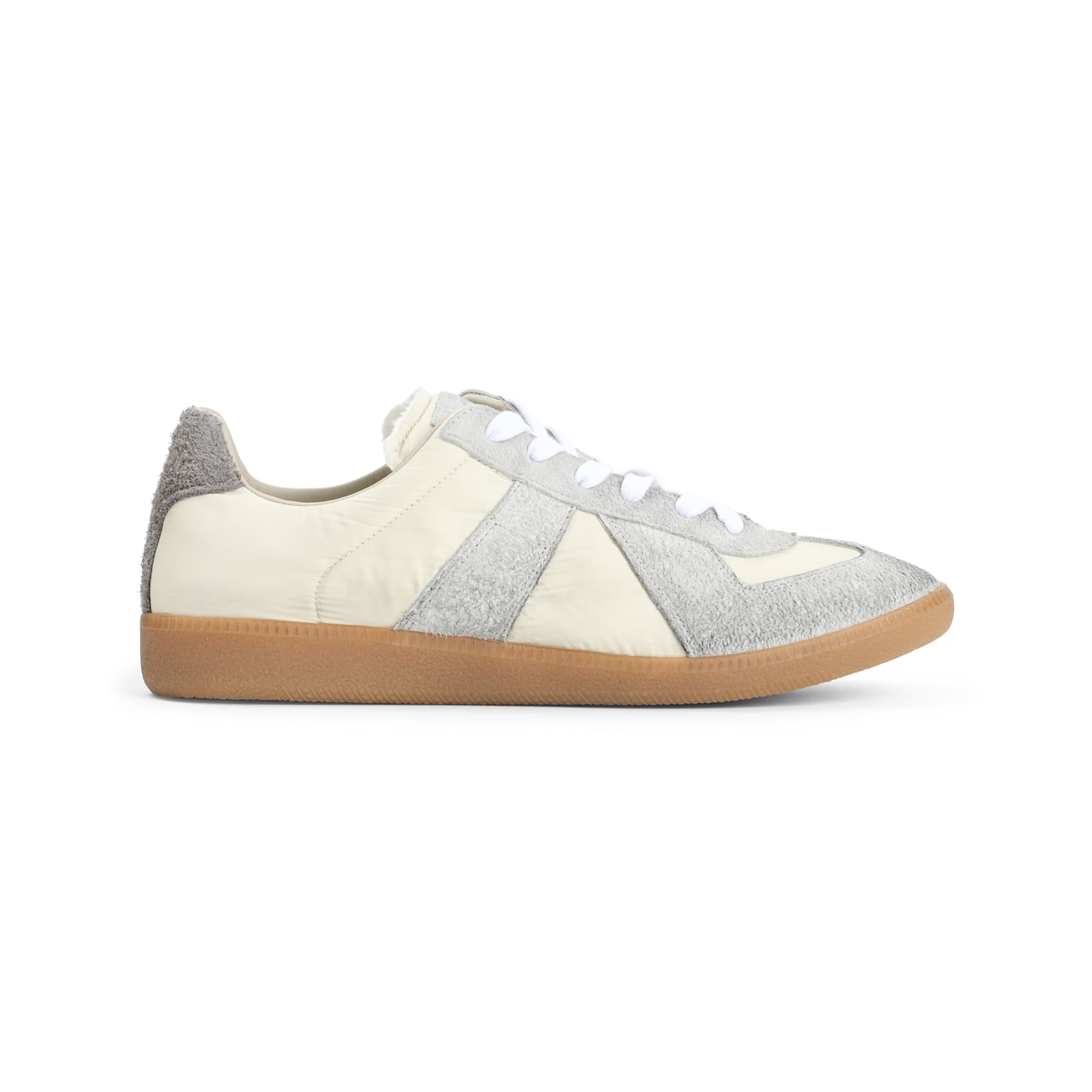 Maison Margiela Sneakers In Beige With Front Lace-up Fastening In Lemon Grey