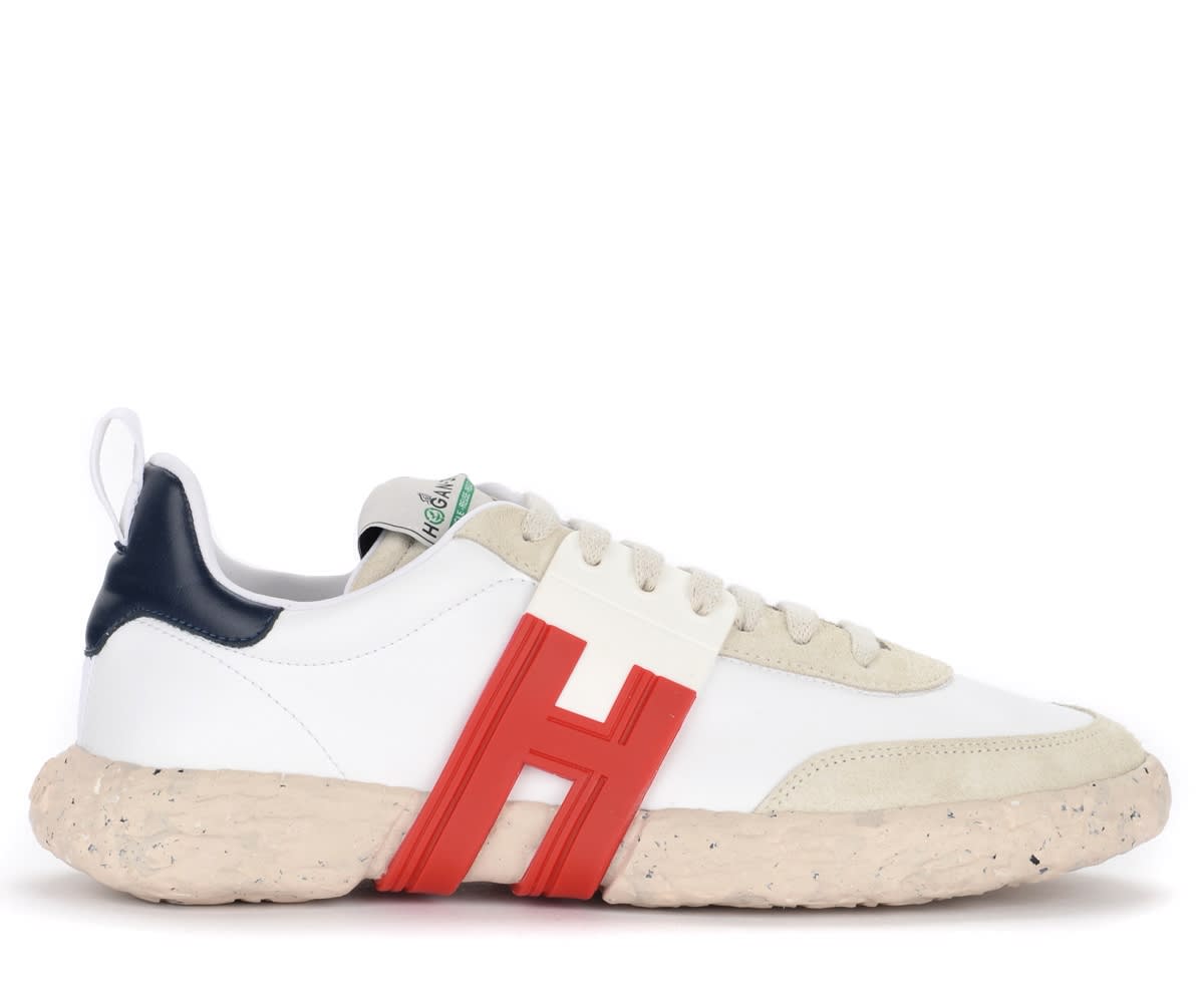 Hogan -3r Sneaker In White Red And Blue Leather