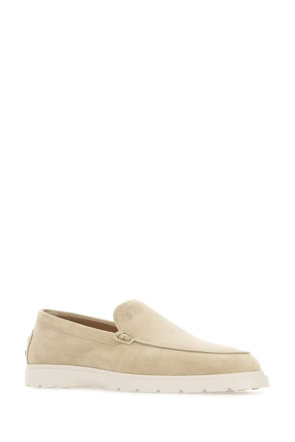 Shop Tod's Sand Suede Loafers In C606